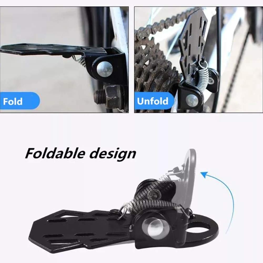 Universal Mountain Bike Rear Wheel Pedal - Heavy Duty Folding Footrests & Rear Seat Bike Pedals for Adults - Durable Bicycle Foot Pegs for BMX, Dirt Bikes & Cruisers - Perfect for Commuting, Trail Riding & Urban Cycling
