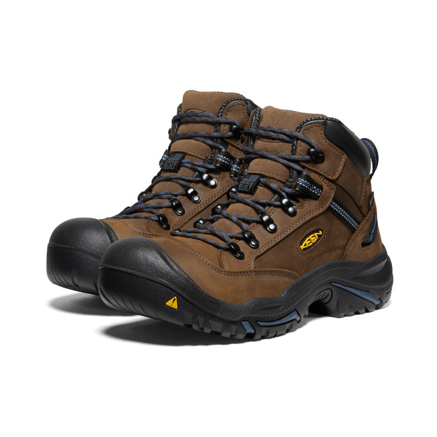 Men's Braddock AL Waterproof Steel Toe Work Boots - Bison/Ensign Blue | Durable Safety Shoes for Construction, Hiking & Outdoor Work