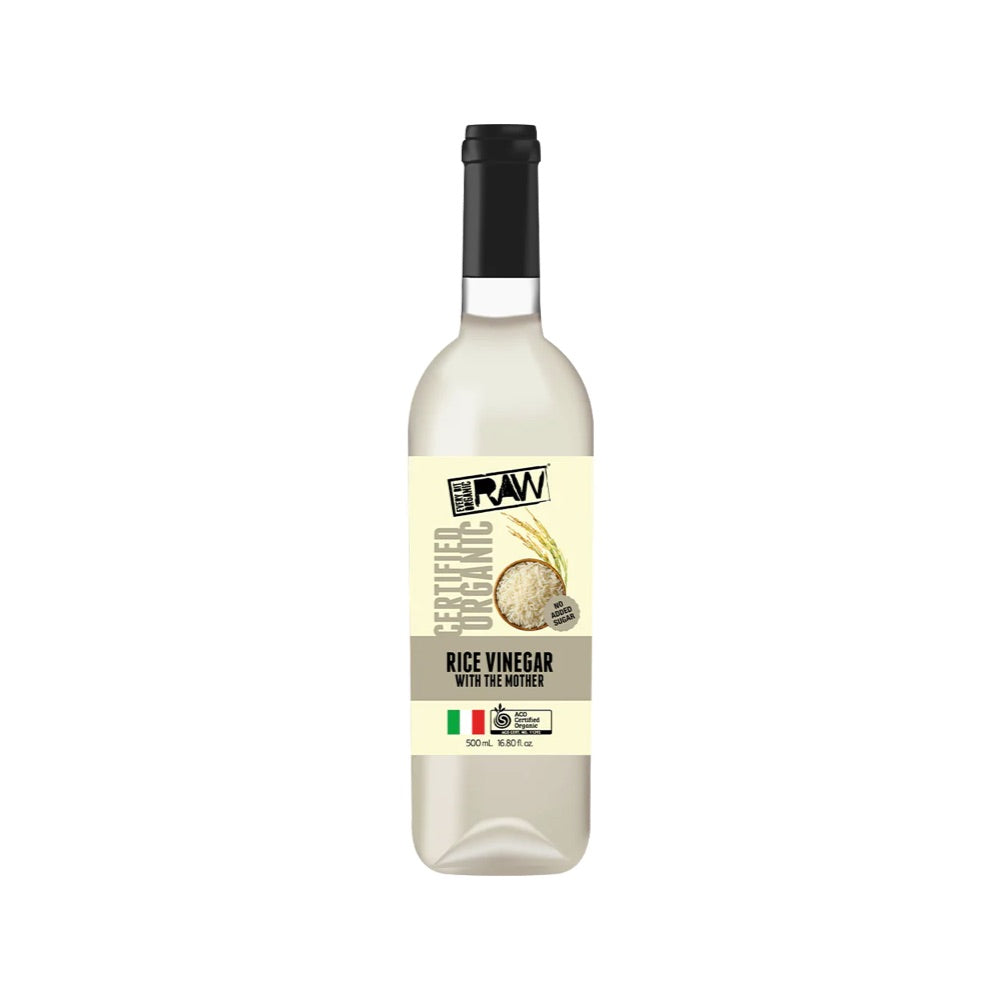 Organic Raw Rice Wine Vinegar with The Mother - 500ml | Unfiltered & Unpasteurized | Perfect for Salad Dressings, Marinades & Asian Cooking