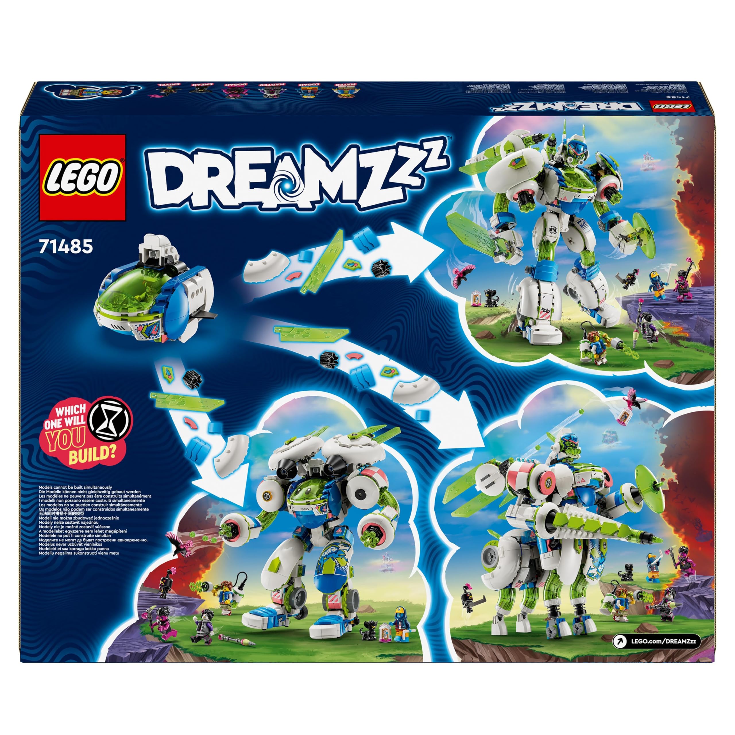 LEGO DREAMZzz 3-in-1 Building Toy Set - Mateo & Z-Blob Knight Mech Battle Robot & Space Shuttle, Creative Construction Kit with 4 Minifigures 71485, STEM Educational Gift for Boys & Girls Ages 10+ | Space Adventure & Robot Battle Play Scenes