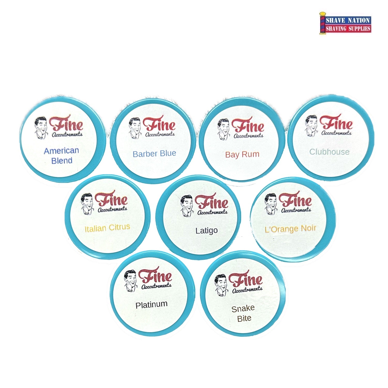 Fine Accoutrements 21st Century Classic Shaving Soap Sampler - 9 Premium Fragrances for Men | Luxury Wet Shaving Experience for Grooming & Gift Sets