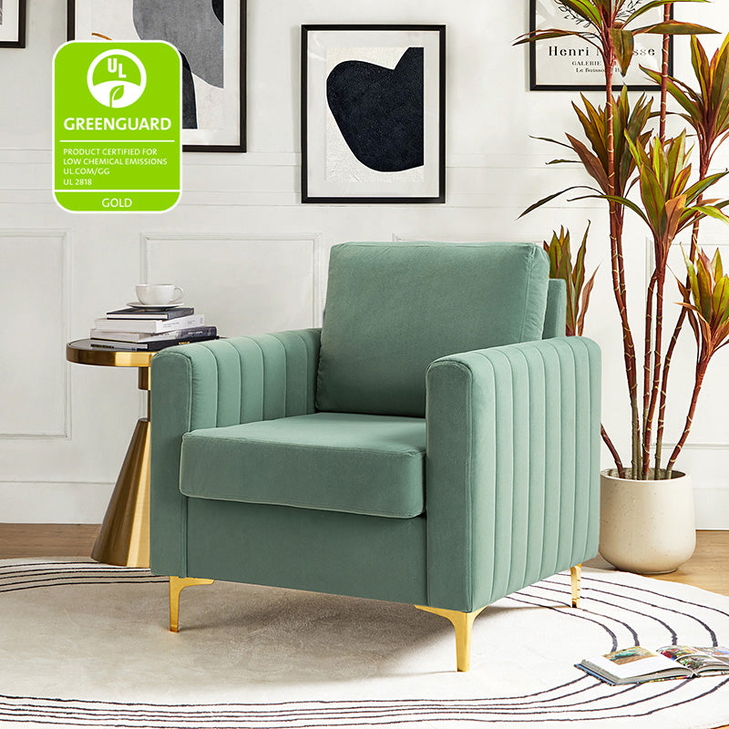 Luxury Didyme Velvet Club Armchair - Modern Accent Chair for Living Room, Bedroom & Office - Plush Upholstered Lounge Chair with Sturdy Wooden Legs - Perfect for Reading Nook, Home Theater & Cozy Spaces
