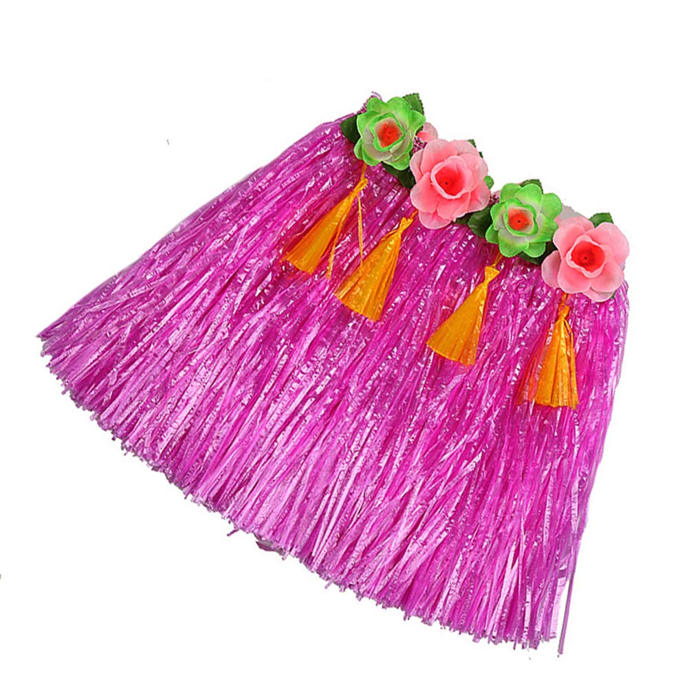 Hawaiian Grass Hula Dance Costume for Kids - Luau Party Skirt Dress with Bonfire Theme (Rosy) | Perfect for Hula Performances, Luau Parties, and Cultural Events