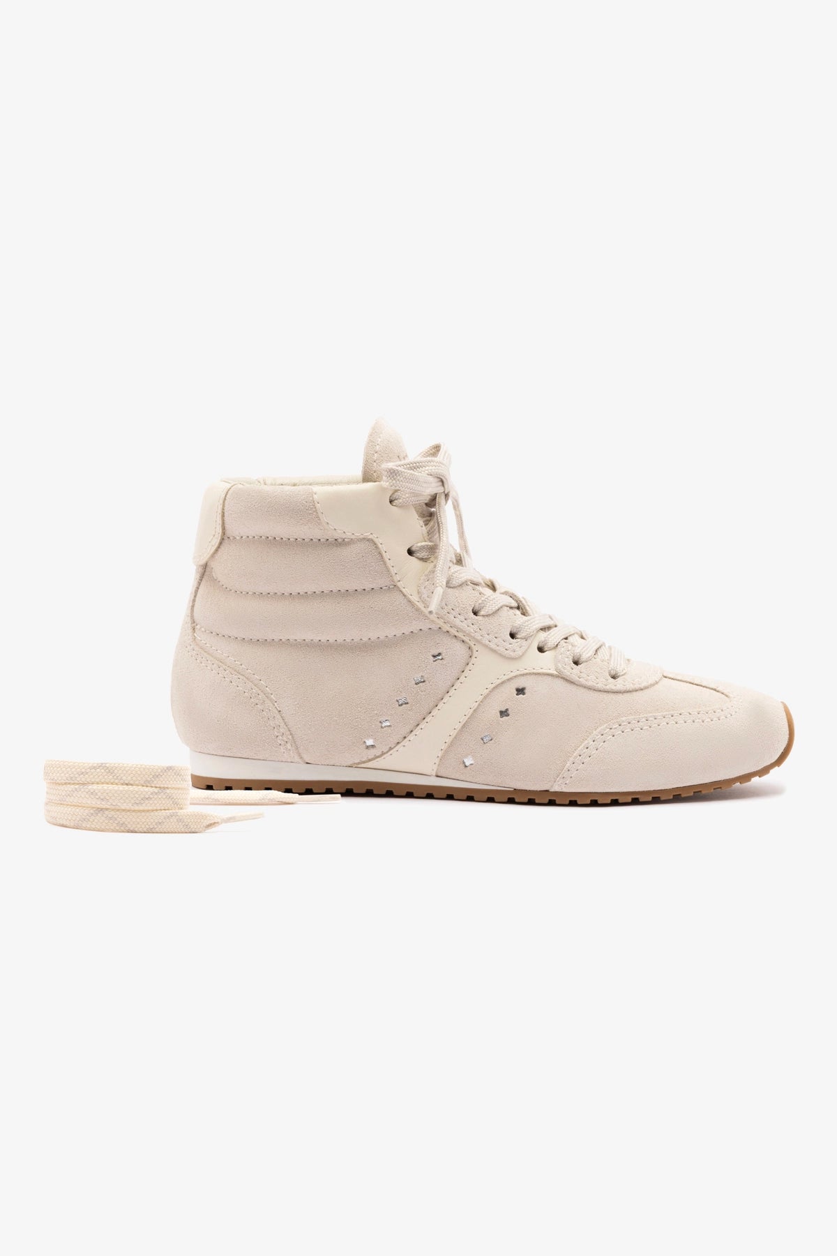 Stella Mid Sneaker in Mushroom Grey Suede & Ivory Leather - Women's Casual Shoes for Walking, Work & Everyday Comfort