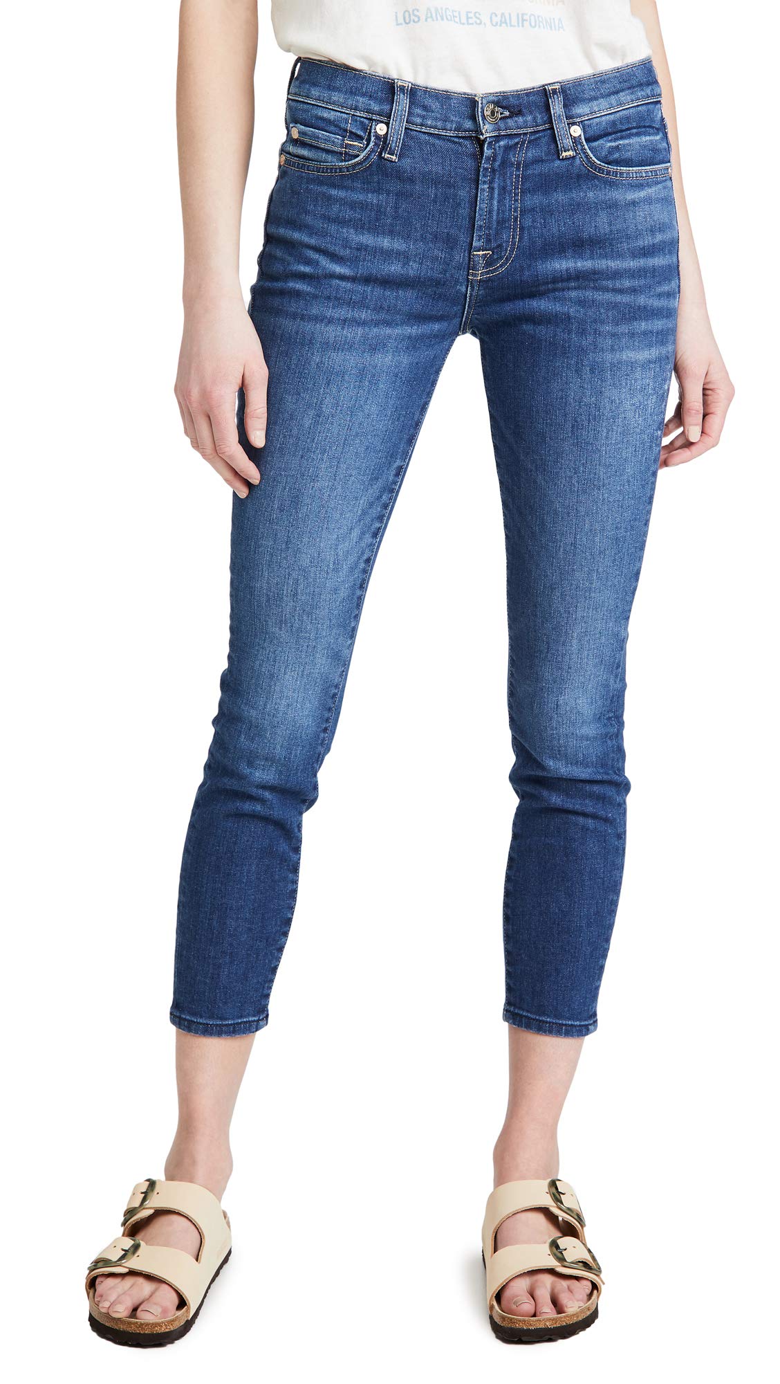 7 For All Mankind Women's The Ankle Skinny Jeans - High Waist Stretch Denim Pants for Casual Outfits & Night Out | Perfect for Date Nights, Office Wear & Weekend Style