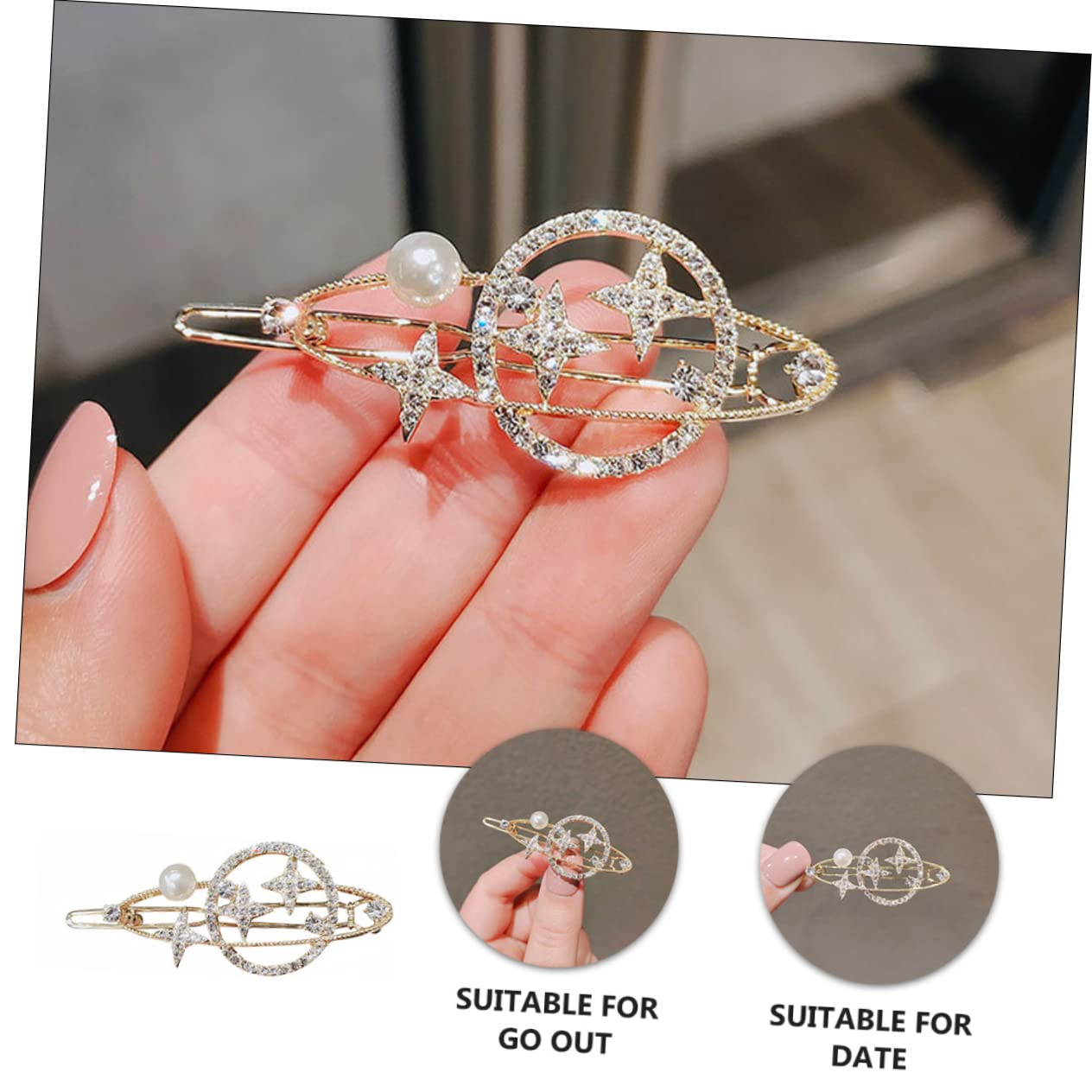 FOMIYES 6-Pack Star Hair Clips for Women & Girls - Glitter Crystal Barrettes, Hairpins & Hair Accessories for Parties, Weddings & Everyday Styling