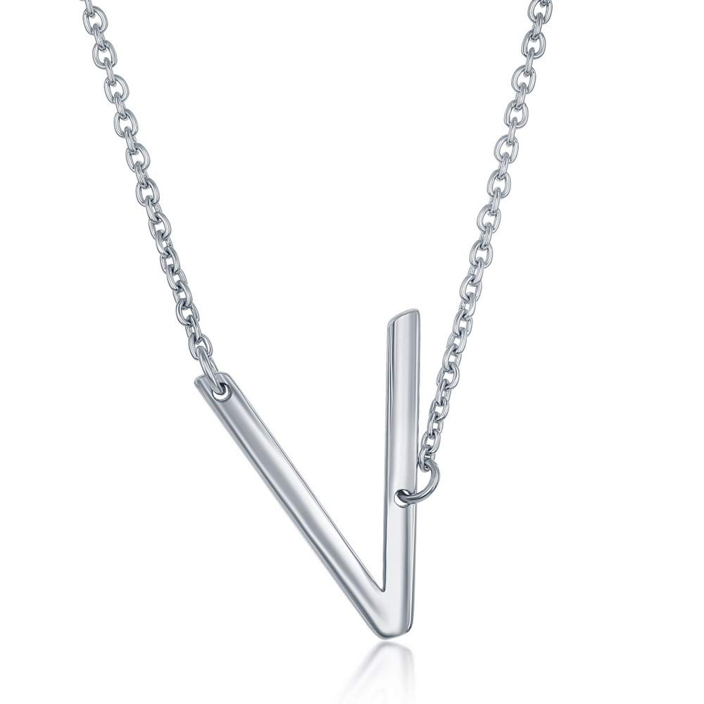 Sterling Silver Initial Necklace for Women - Personalized Letter Pendant Jewelry - Dainty Sideways Monogram Necklace - Gift for Her - Perfect for Birthdays, Anniversaries & Everyday Wear
