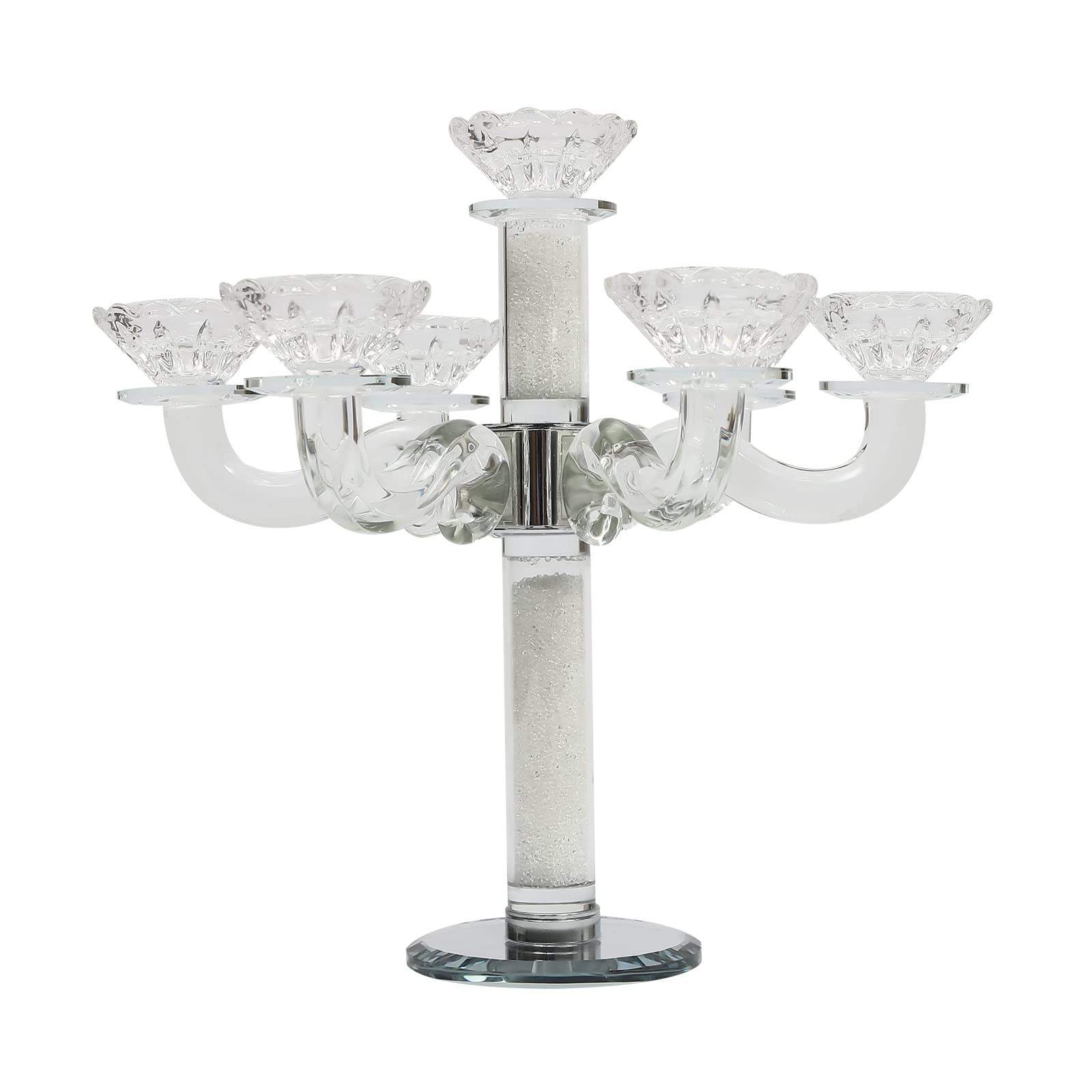 7-Arm Crystal Candle Holder - Elegant Candelabra for Wedding Centerpiece, Dining Table Decor, Coffee Table & Home Accessories - Perfect for Romantic Dinners, Holiday Decorations & Special Events