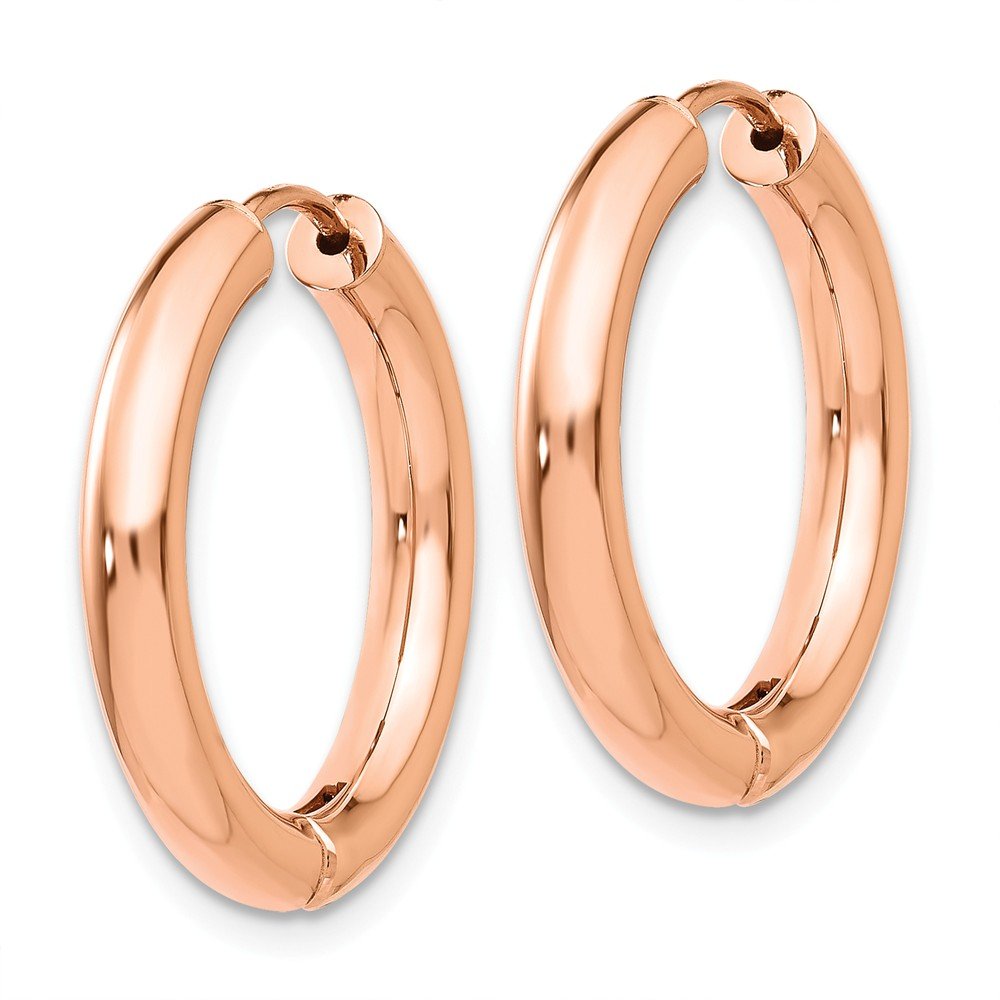 14K Rose Gold Hinged Hoop Earrings for Women - Dainty Everyday Hoops, Lightweight Comfortable Studs - Perfect for Work, Date Night & Special Occasions
