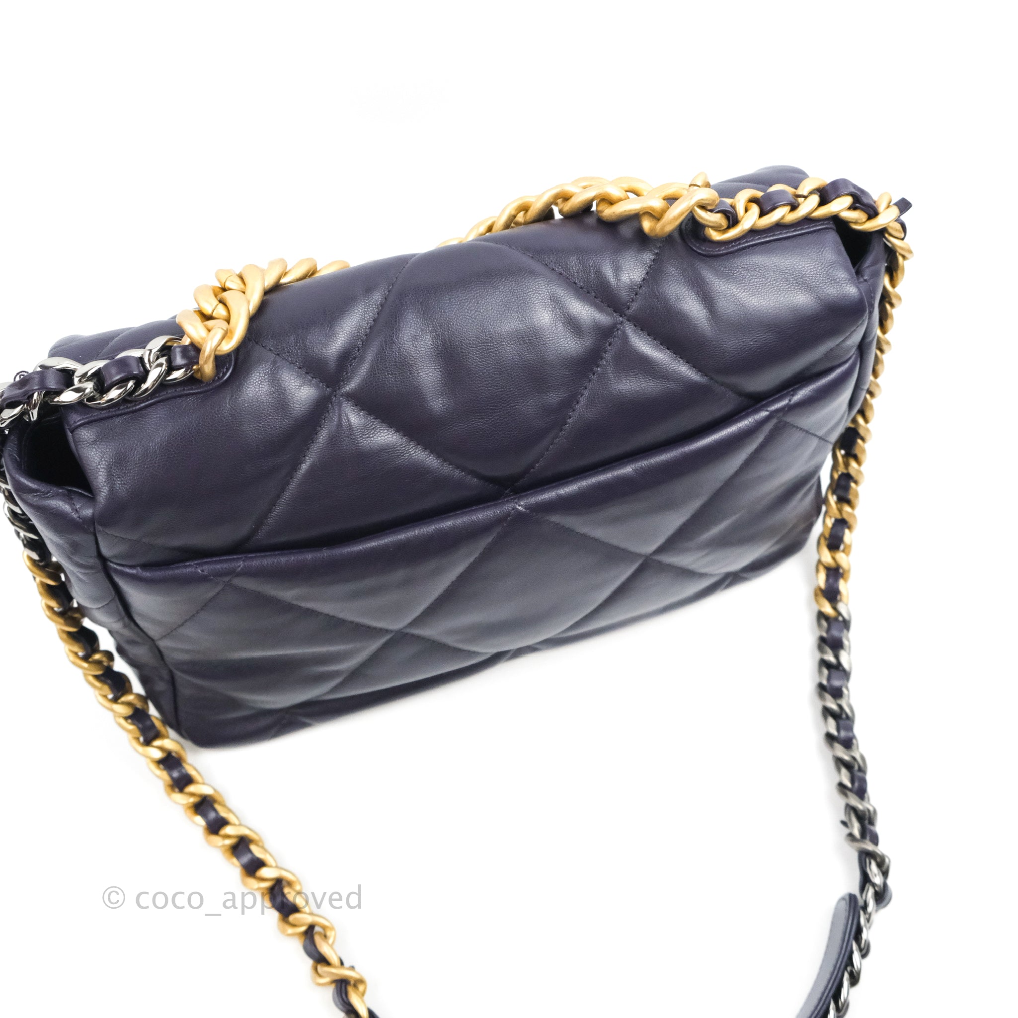 Chanel 19 Medium Flap Bag in Dark Purple with Mixed Hardware - Luxury Designer Handbag for Women, Perfect for Date Night & Special Occasions
