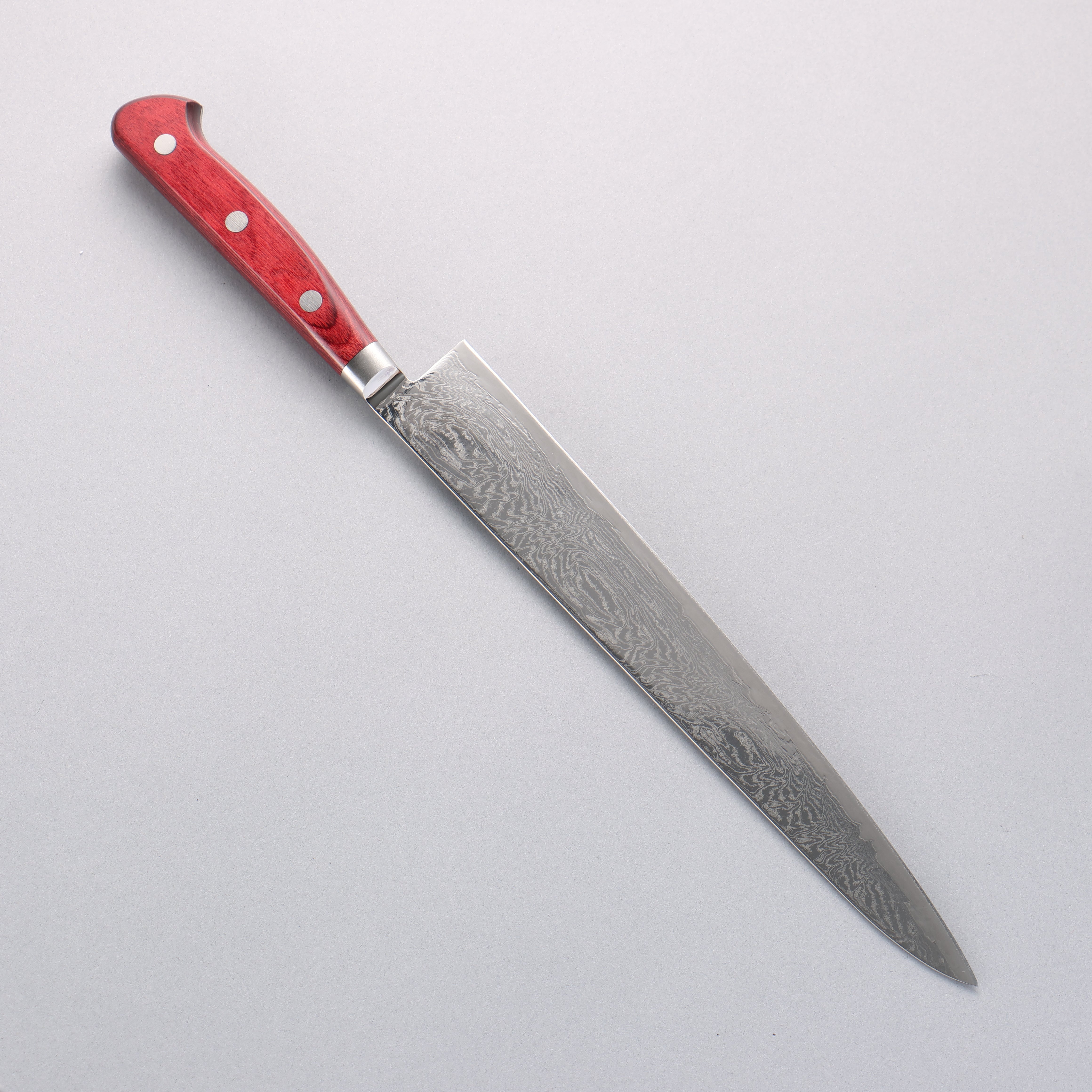 Seisuke Nami AUS10 Damascus Sujihiki Knife 240mm - Mirror Finish, Red Pakkawood Handle - Premium Japanese Slicing Knife for Sushi, Sashimi & Meat Cutting