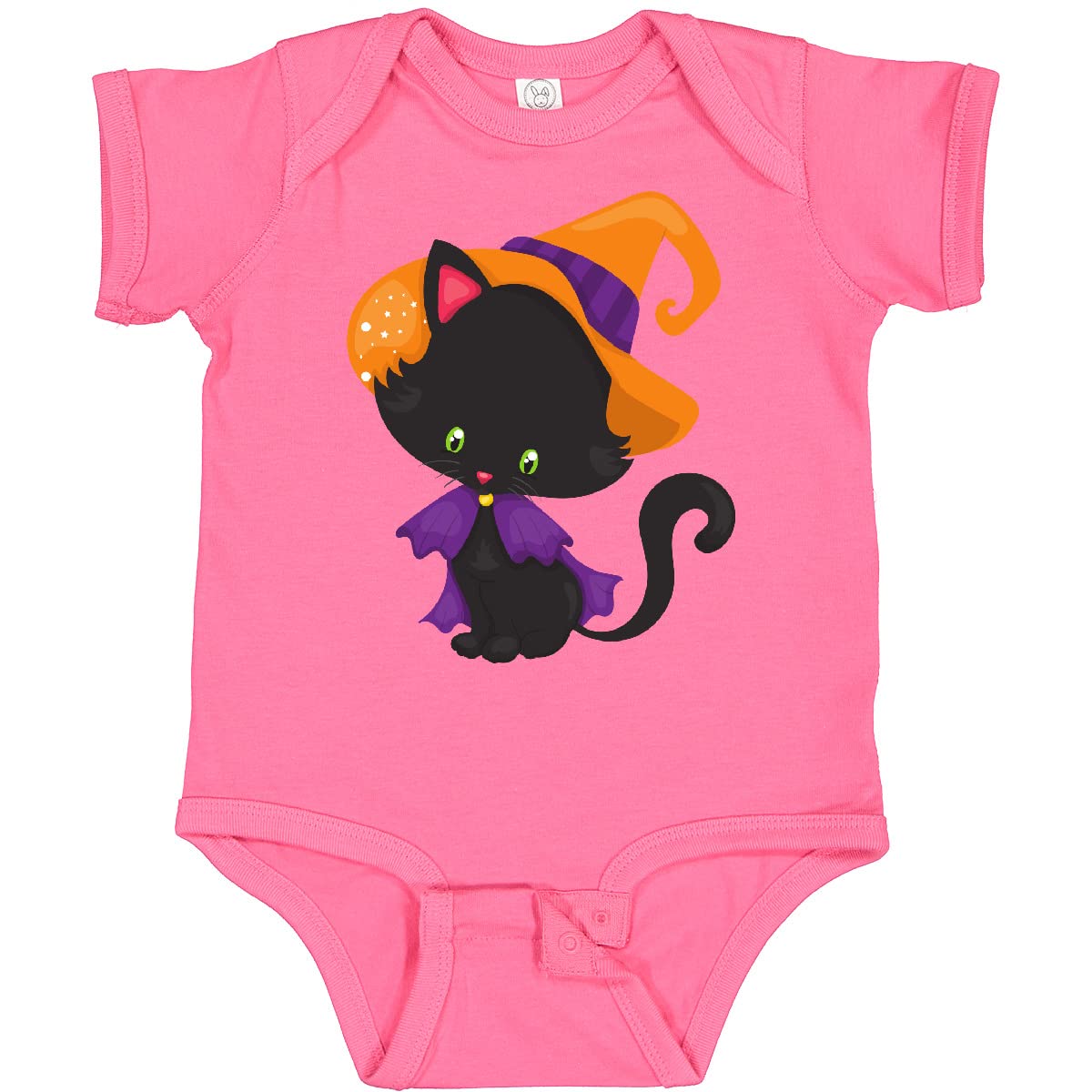 Inktastic Halloween Cat Baby Bodysuit - Cute Black Cat with Witch Hat - Perfect for Halloween Costumes & Baby Photo Shoots
