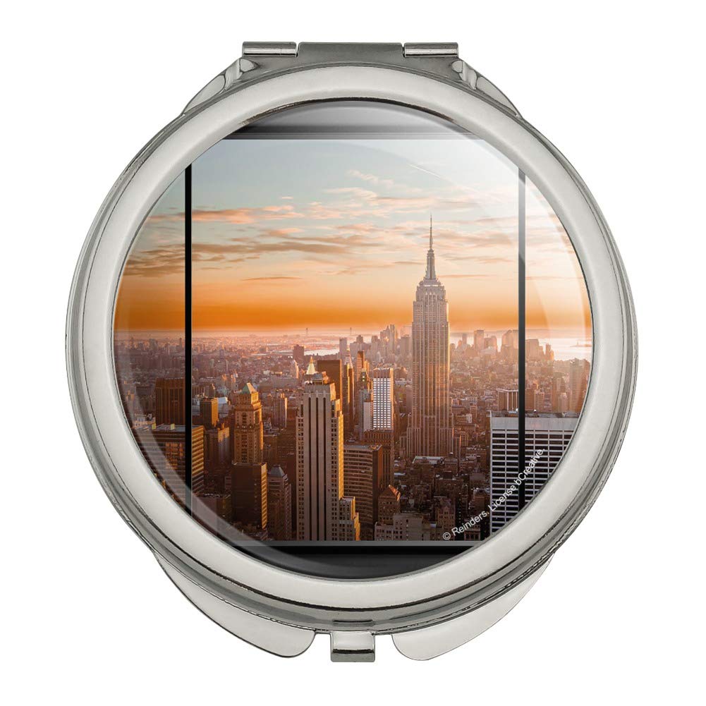 New York Skyline Sunset Penthouse View Compact Travel Purse Handbag with Mirror - Perfect for Travel, Parties & Everyday Use