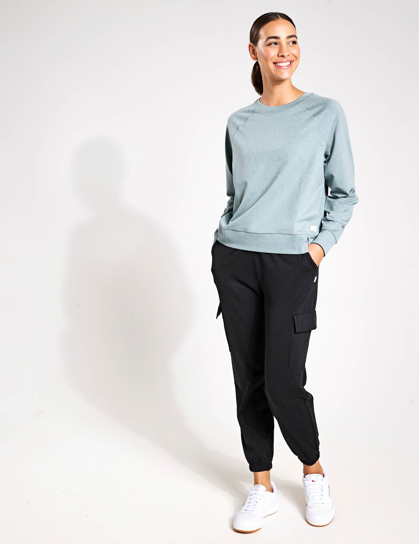 Vintage Pistachio Heather Long Sleeve Halo Crew Sweatshirt - Cozy Casual Wear for Women, Fall Fashion, Loungewear & Street Style Outfits