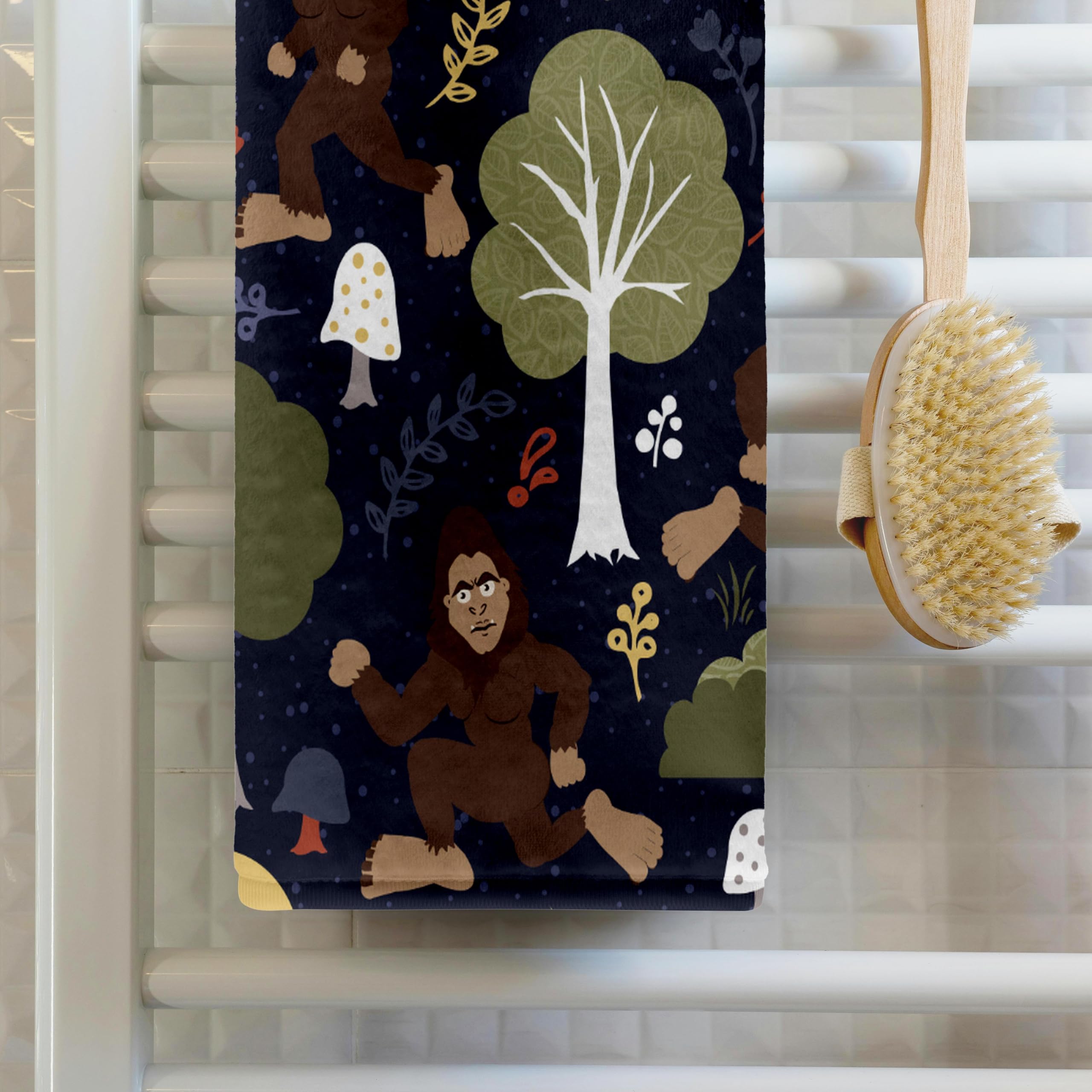 3D Rose Bigfoot's Escape Novelty Hand Towel - 15x22 Inches, Soft & Absorbent Bathroom & Kitchen Towel for Home Decor, Gifts, Camping & Outdoor Adventures