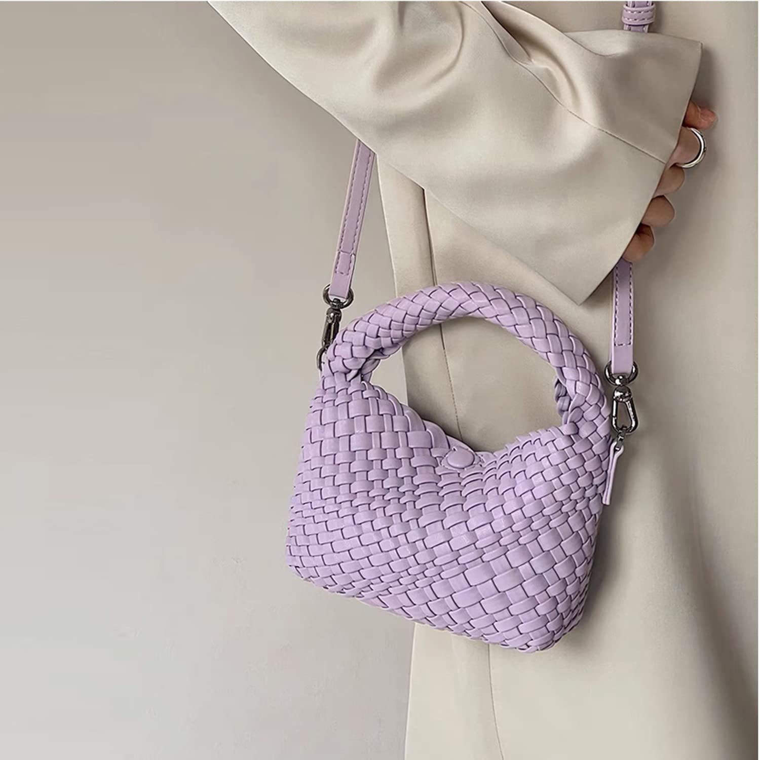 JINMANXUE Small Hand Woven Handbags for Women - Stylish Shoulder Crossbody Purse & Top Handle Hobo Tote Bag - Perfect for Casual Outings, Shopping, and Travel