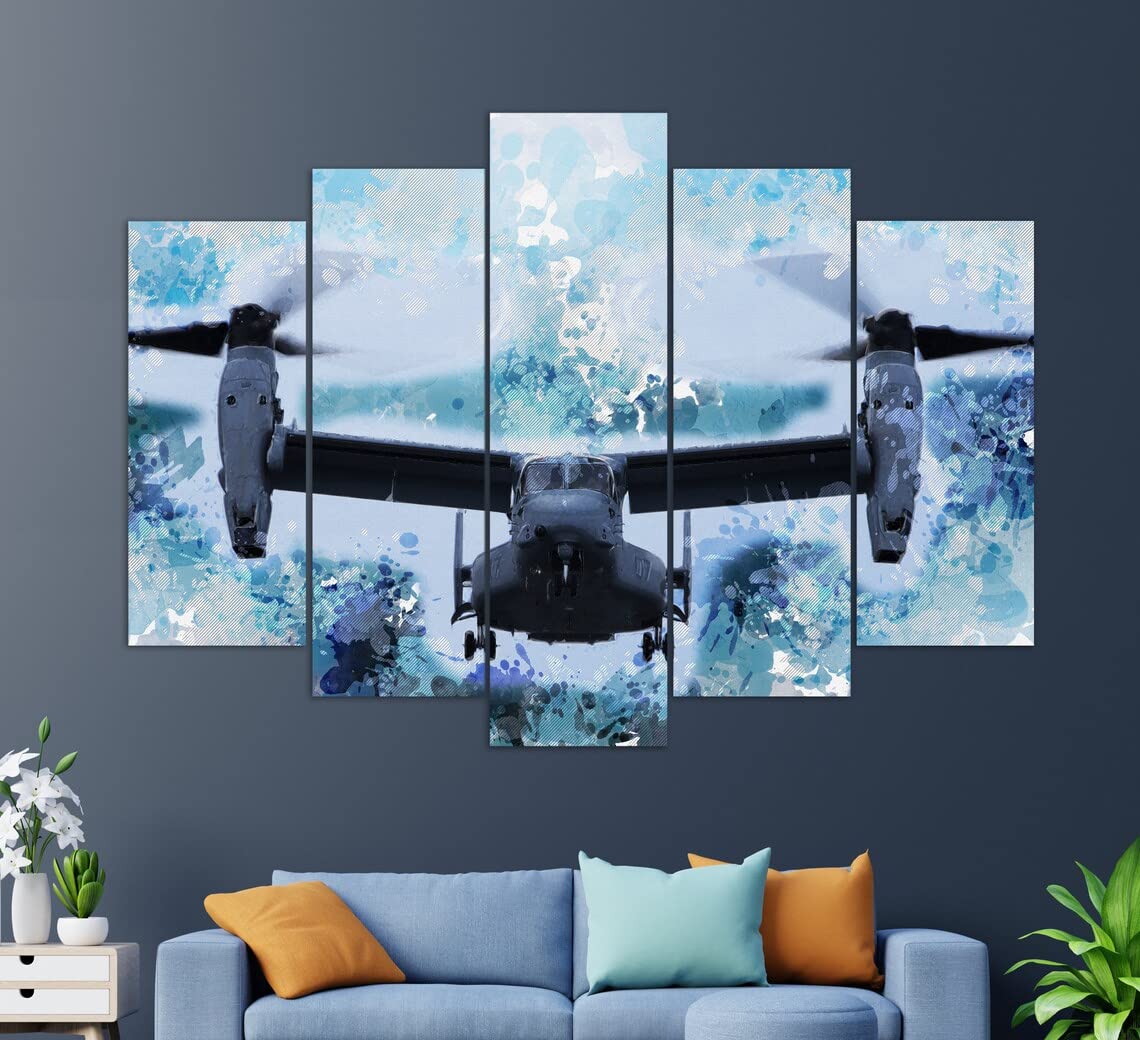Bell Boeing V-22 Osprey Canvas Print - Military Aircraft Wall Art Decor - Perfect Pilot Gift & Aviation Enthusiast Present - High-Quality Aircraft Painting for Home, Office, or Man Cave