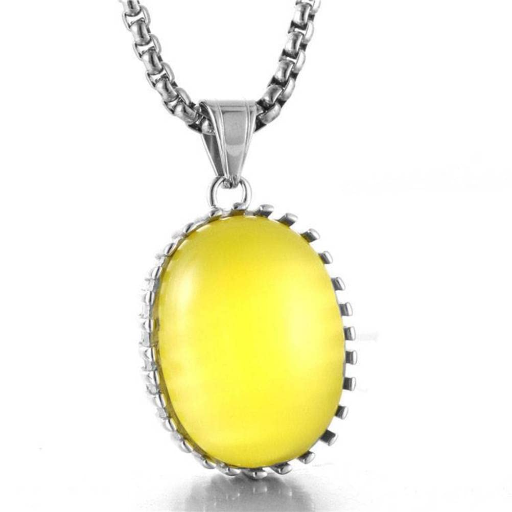Personalized Women's Titanium Steel Oval Opal Pendant Necklace - Elegant Ladies Gift, Stainless Steel Turquoise Pendant Accessory for Birthday, Anniversary & Special Occasions