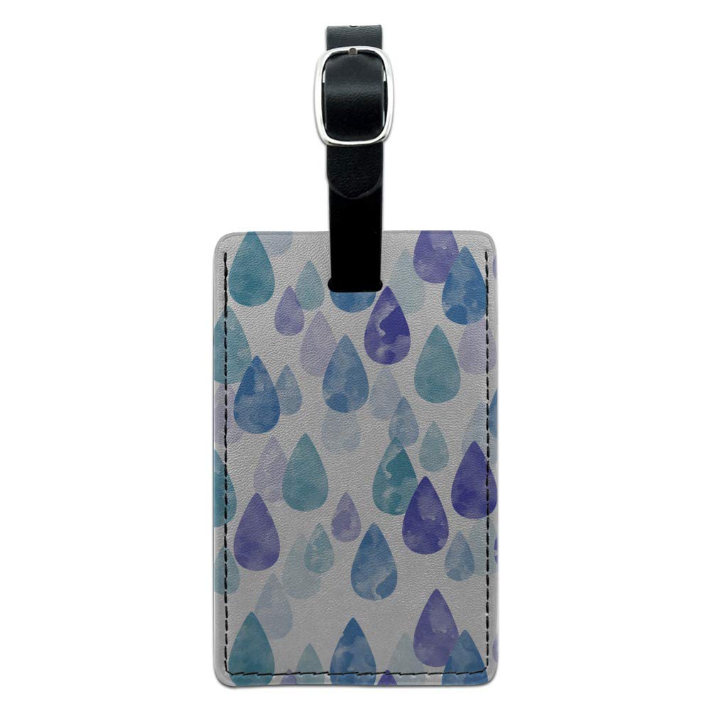 Watercolor Raindrops Pattern Rectangle Leather Luggage Tag - Durable Carry-On ID Tag for Suitcases, Backpacks & Travel Bags - Perfect for Airports, Business Trips & Vacation Identification
