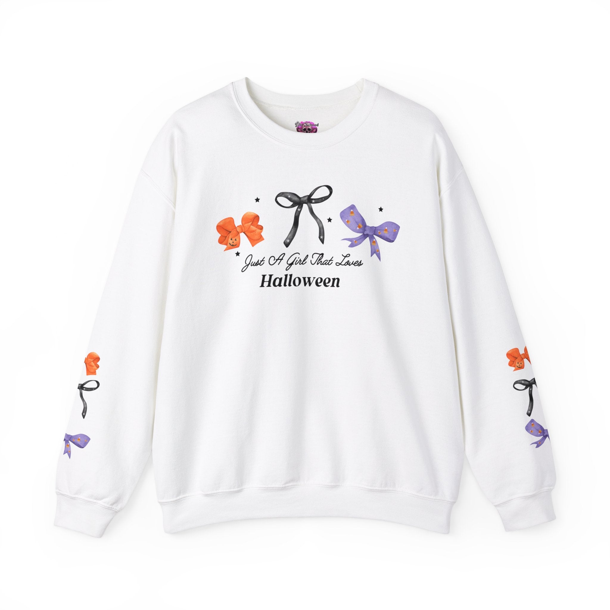Just a Girl That Loves Halloween Crewneck Sweatshirt | Cute Fall Graphic Pullover | Perfect for Halloween Parties & Autumn Outfits