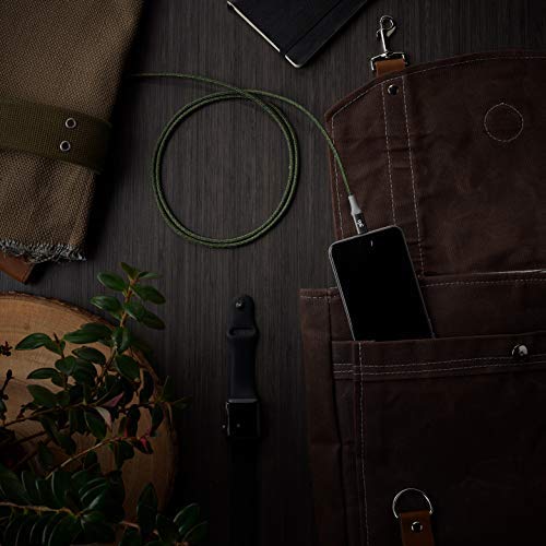 360 Electrical Habitat 4ft Premium Bragged Charging Cable with Lightning Connector - MFi Certified Fast Charging Cable for iPhone & iPad (Army Green) | Perfect for Home, Office, Travel & Car Charging