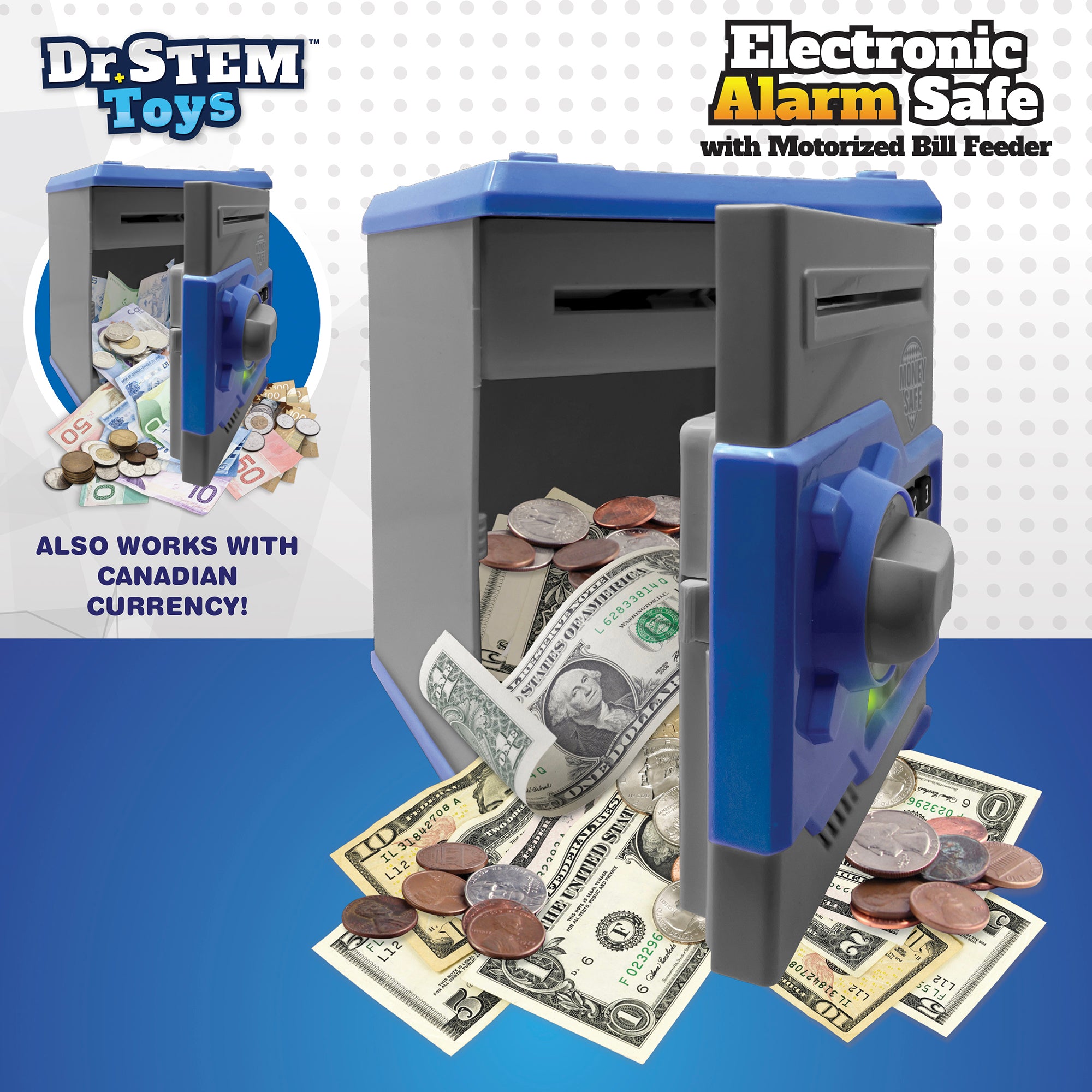Dr. STEM Electronic Alarm Safe ATM Money Bank with Interactive PIN & Bill Feeder – Educational STEM Toy for Kids Ages 5+ – Perfect for Saving Money, Learning Math & Role-Playing Games