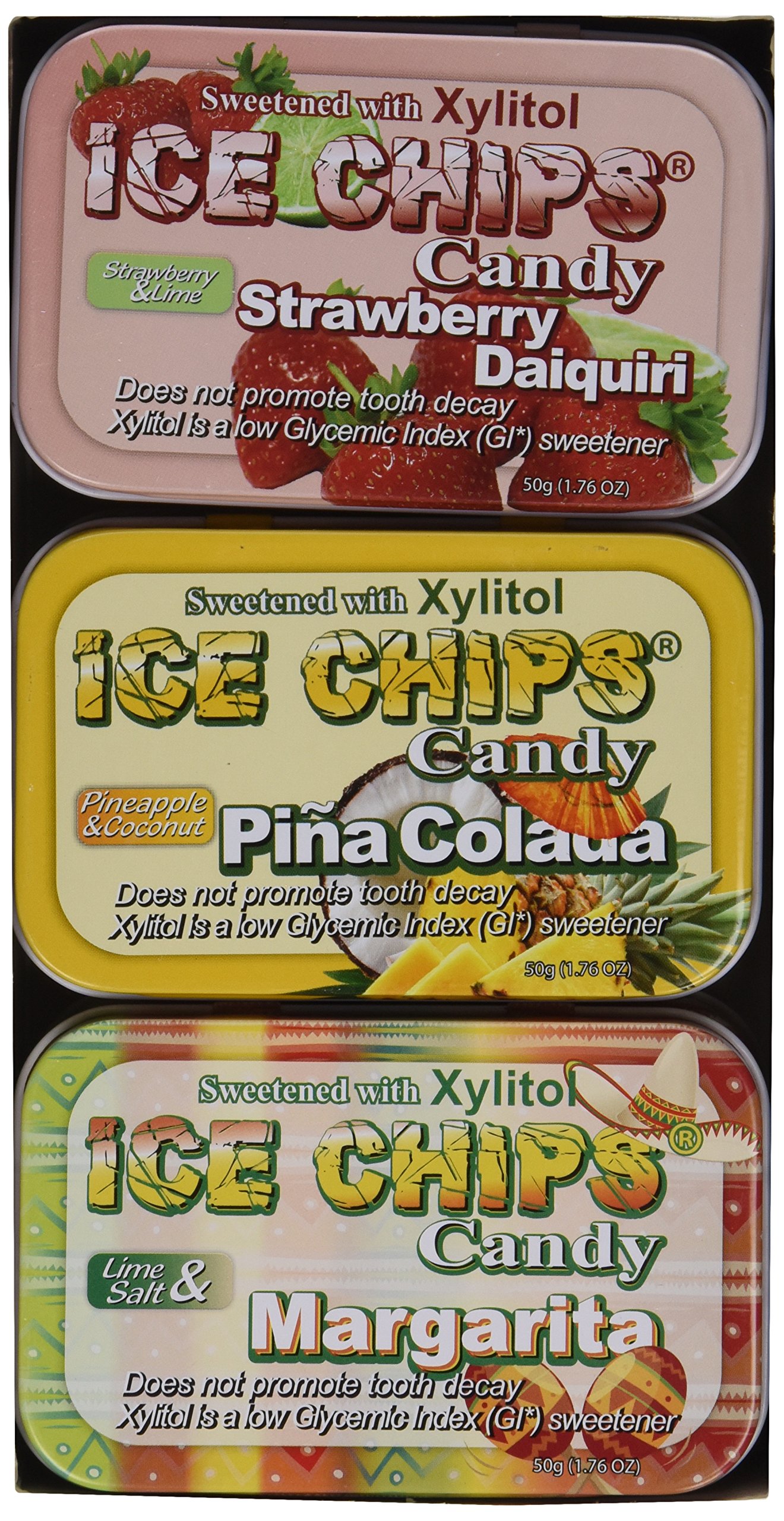 ICE CHIPS Xylitol Sugar-Free Candy - 6 Pack Party Tin Set | Healthy Sweet Treats for Diabetics & Keto Diet | Perfect for Office Snacks, Gift Baskets & Holiday Parties