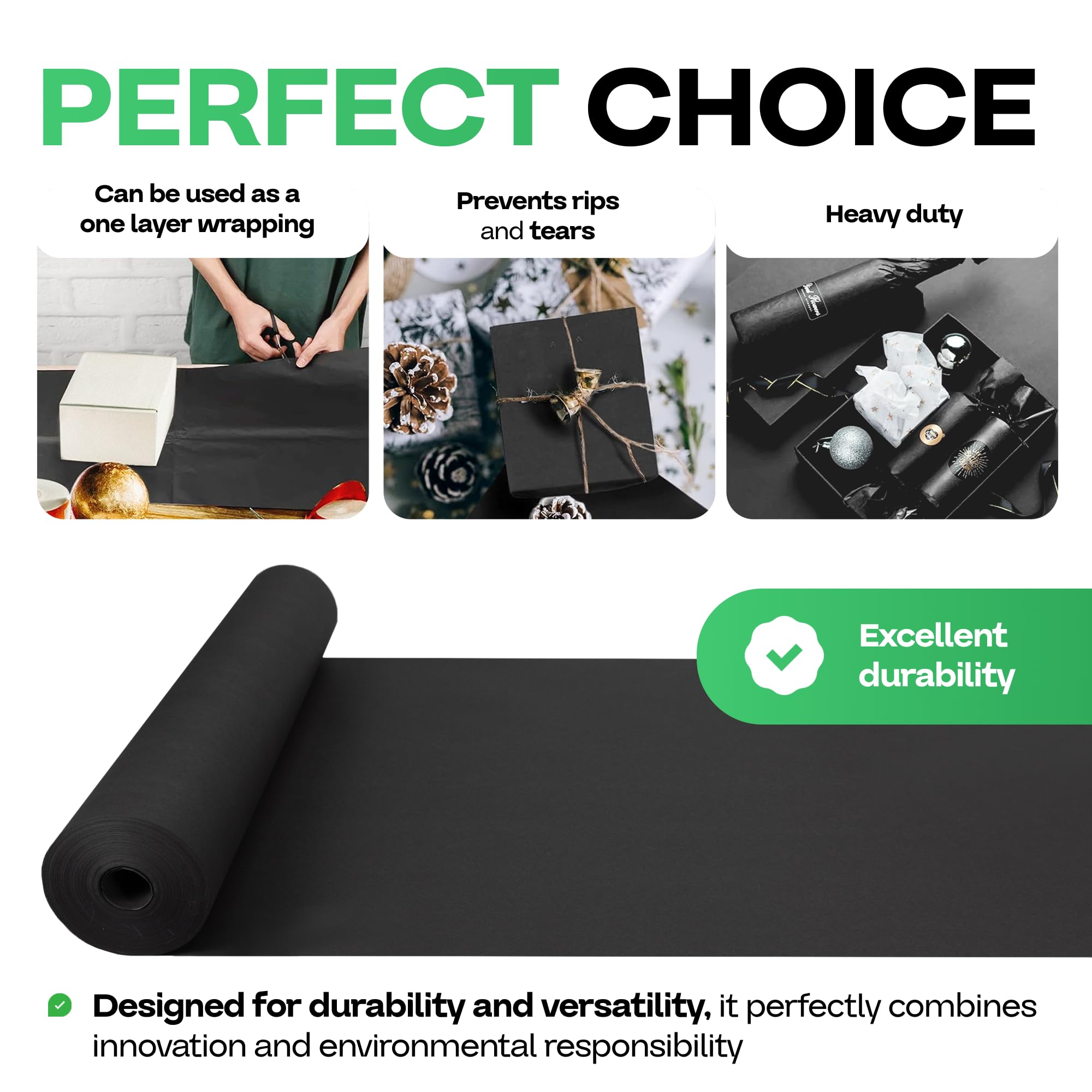 Premium Black Kraft Paper Roll 18