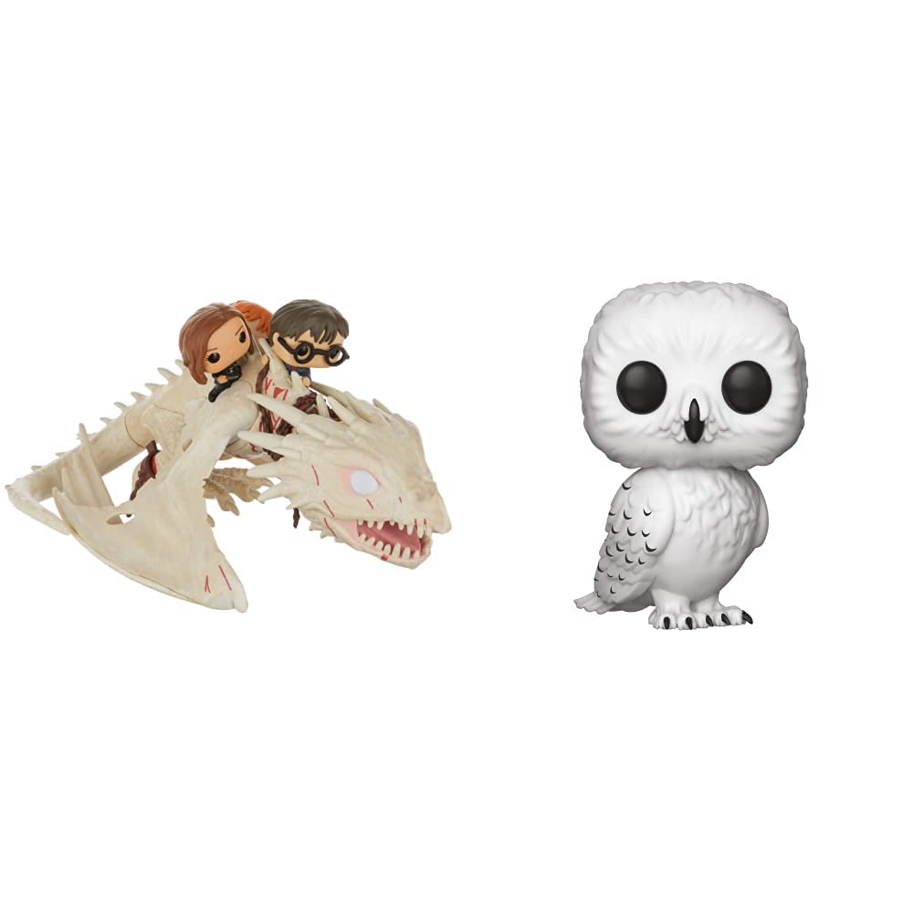 Funko Pop! Rides: Harry Potter Gringotts Dragon with Harry Ron Hermione Vinyl Figure & Pop! Harry Potter Hedwig Collectible Toy - Perfect for Harry Potter Fans, Room Decor, and Gift Giving
