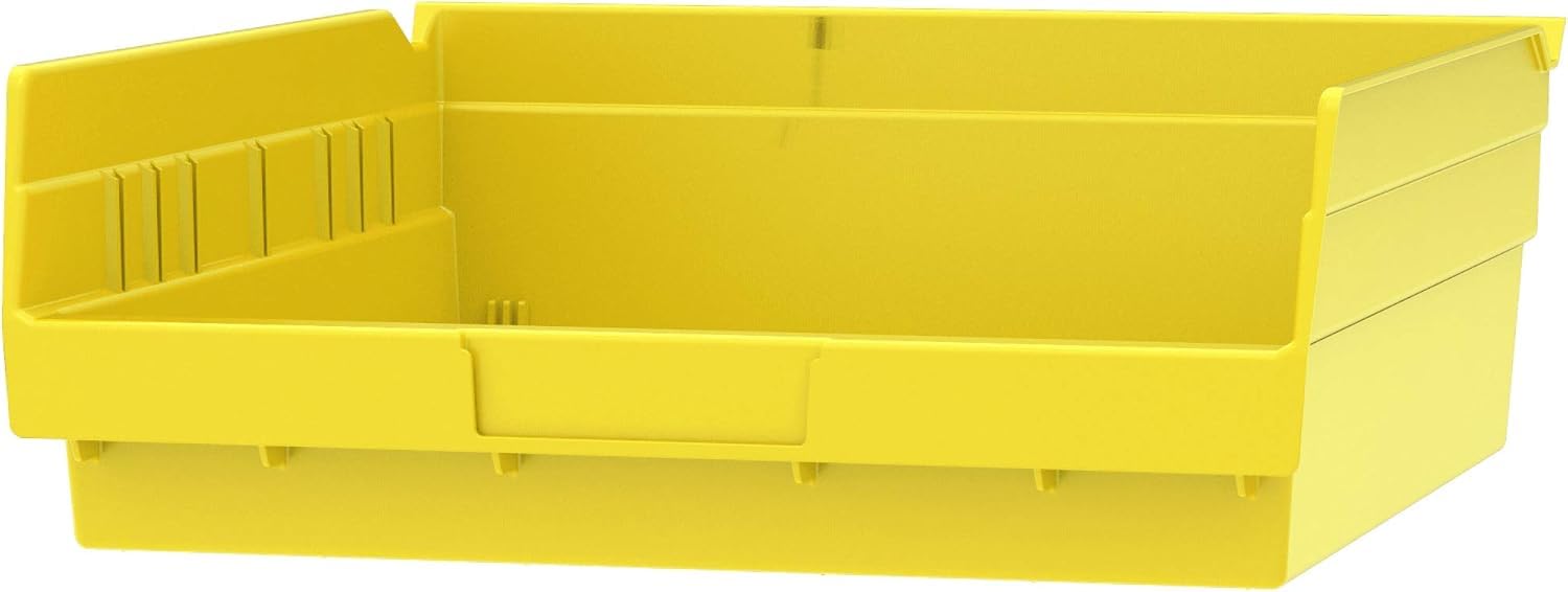 Akro-Mils 30170 Heavy Duty Plastic Shelf Bins - 12-Pack Yellow Storage Containers (12
