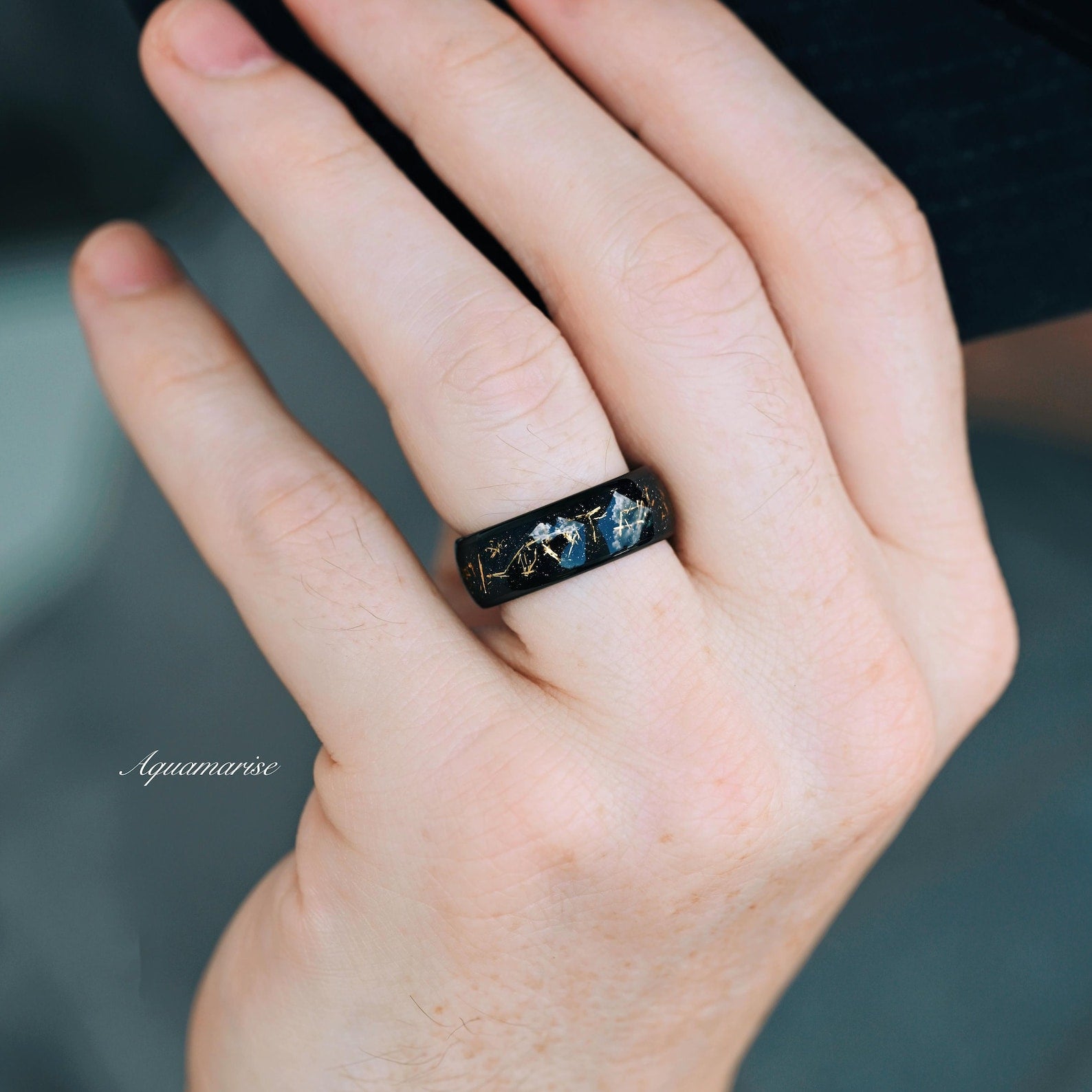 8MM Black Tungsten Wedding Band for Men - Starry Night Stardust Design, Durable & Scratch-Resistant Ring for Engagement, Anniversary & Special Occasions