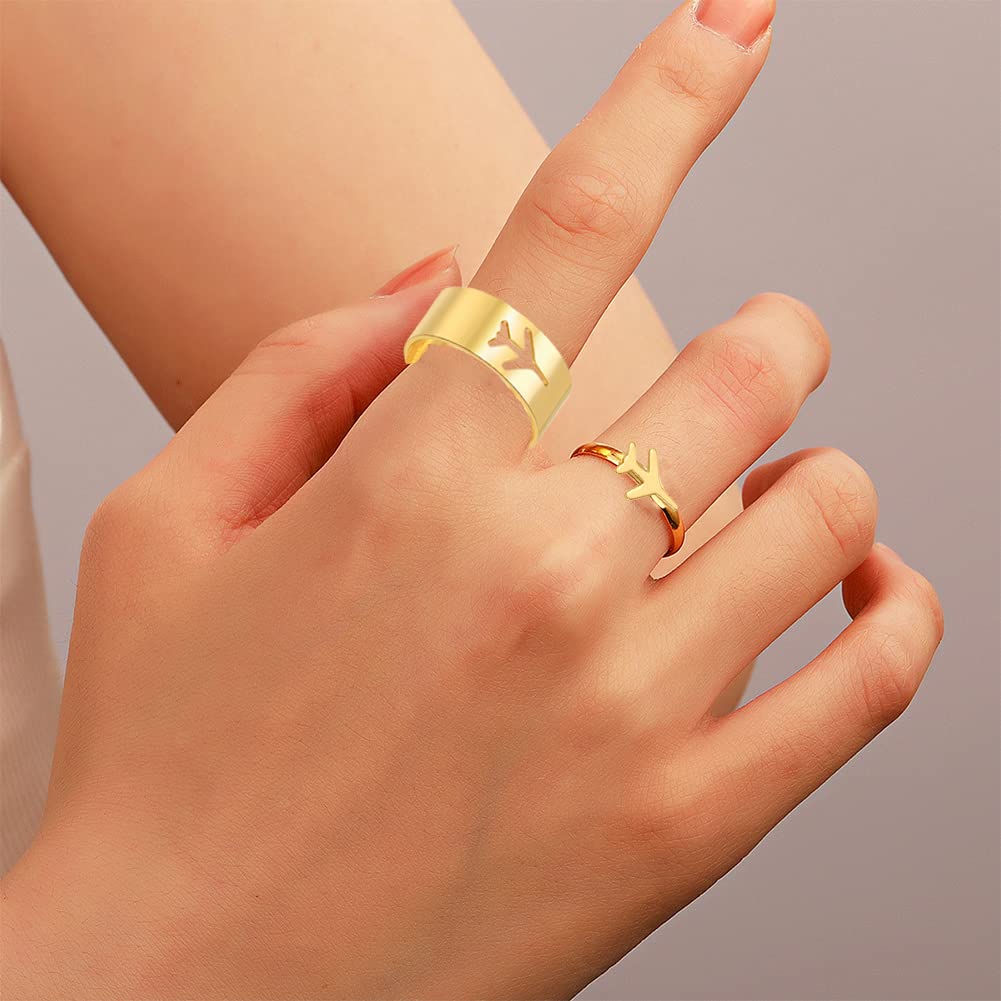 Best Friends BFF Rings for Couples - Matching Love Heart Moon Star Planet Promise Rings for Women & Men - Perfect for Anniversaries, Valentine's Day & TikTok Y2K Jewelry Gifts