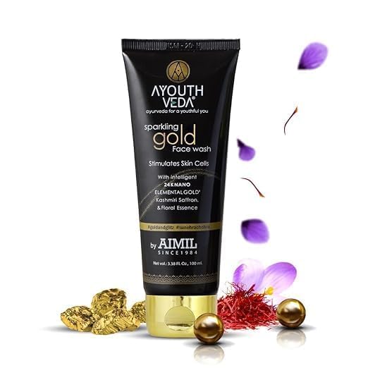 100ml Sparkling Gold Facial Cleanser for Glowing Skin - Gentle Face Wash for Men & Women with Normal to Dry Skin | Daily Skincare Routine, Morning & Night Use