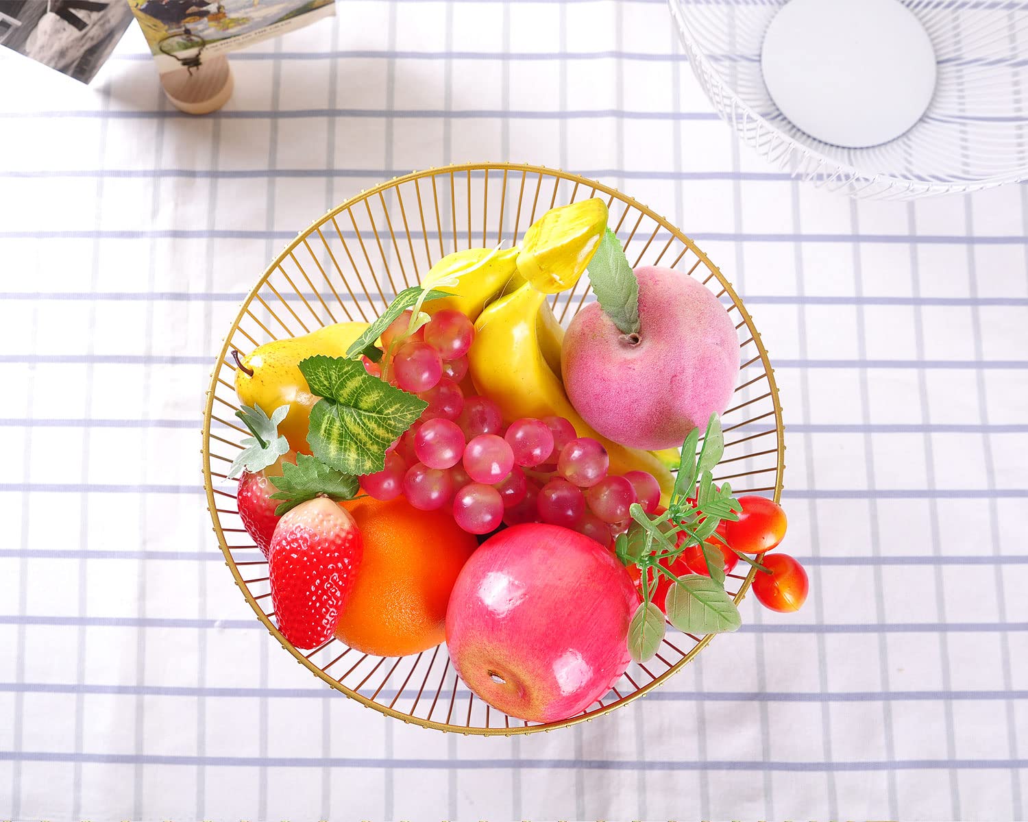 Stainless Steel Wire Fruit Basket - Round Gold Metal Fruit Bowl for Kitchen Countertop | Rust-Proof & Durable Fruit Holder for Dining Table, Pantry, or Farmhouse Decor