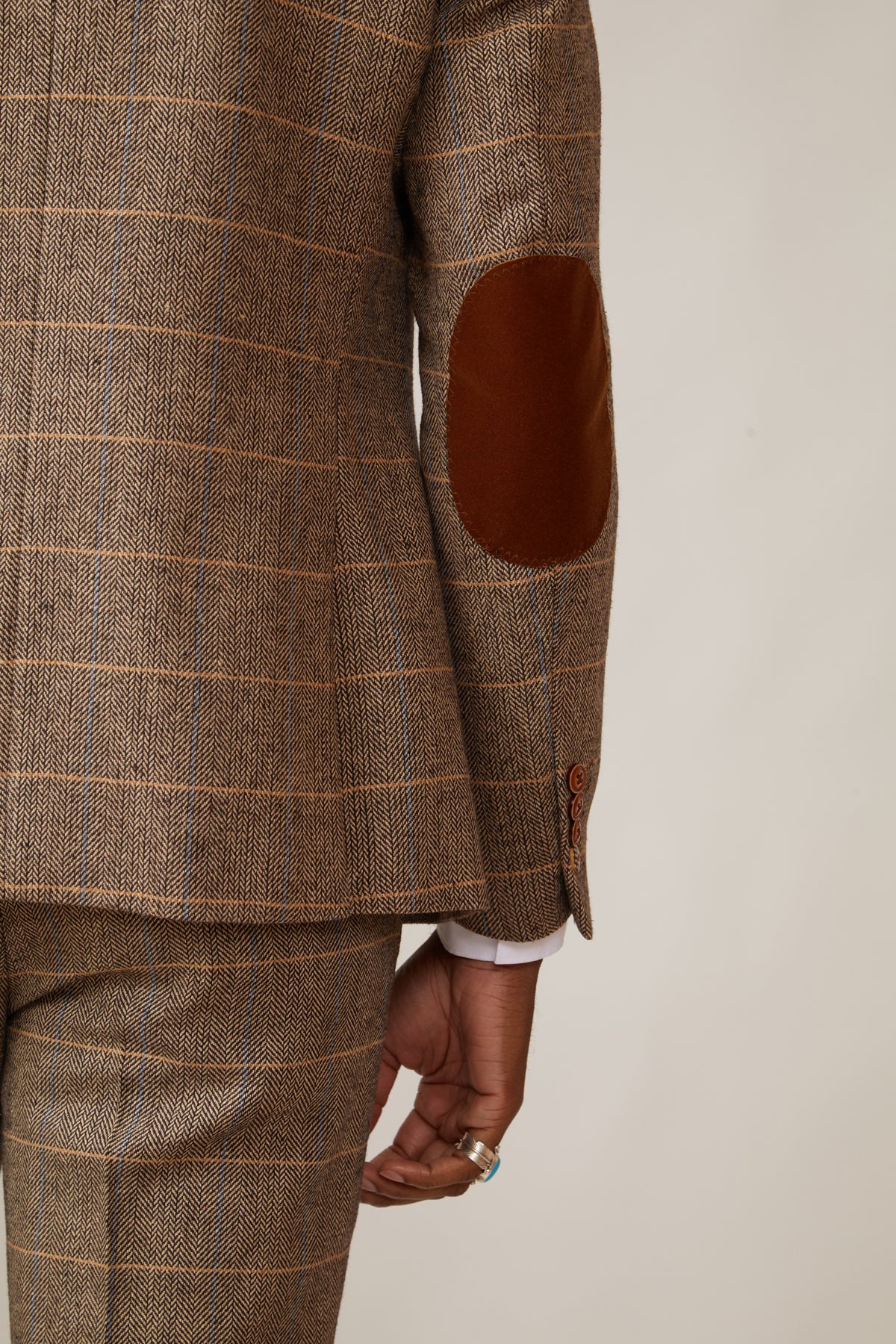 DX7 Tan Tweed Check Suit with Kelvin Oak Waistcoat - Premium Men's Formal Wear for Weddings, Business Meetings & Special Occasions