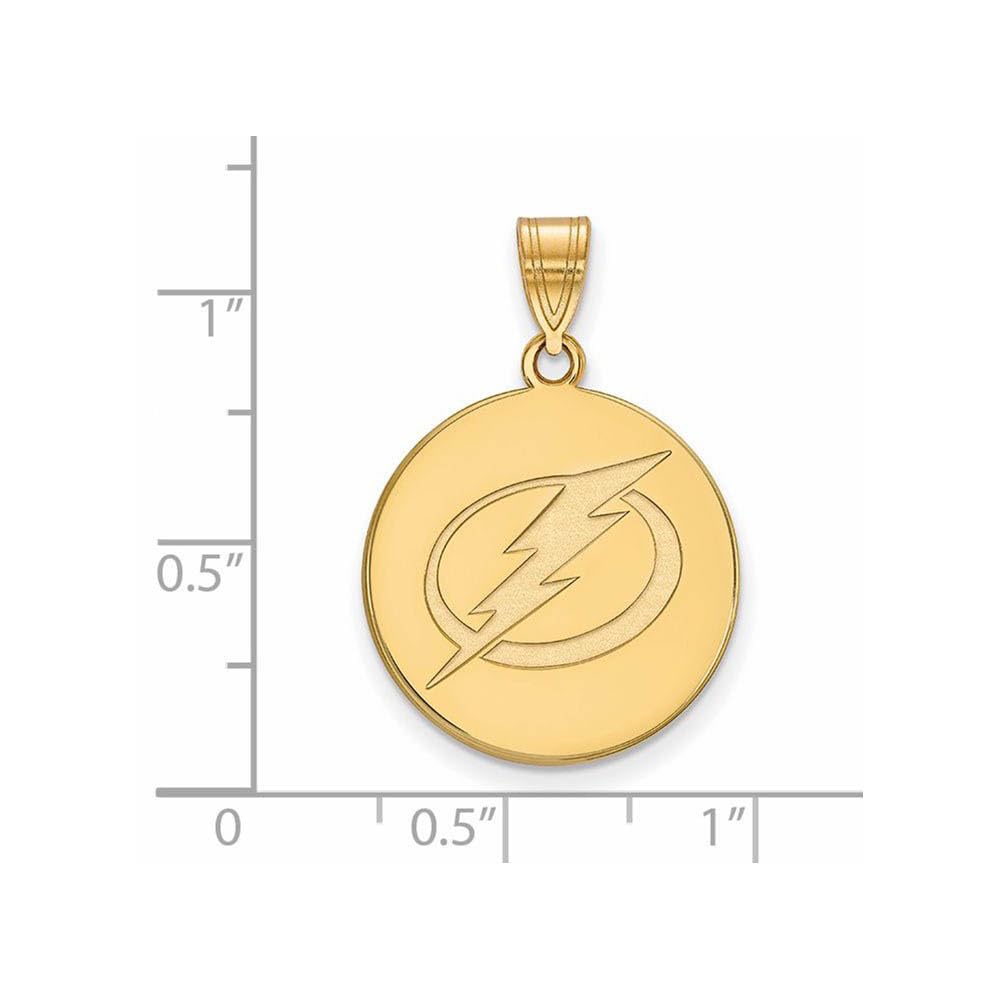 10k Yellow Gold Tampa Bay Lightning Large 3/4 Inch Disc Pendant - Perfect for NHL Fans, Sports Jewelry Gifts & Game Day Accessories
