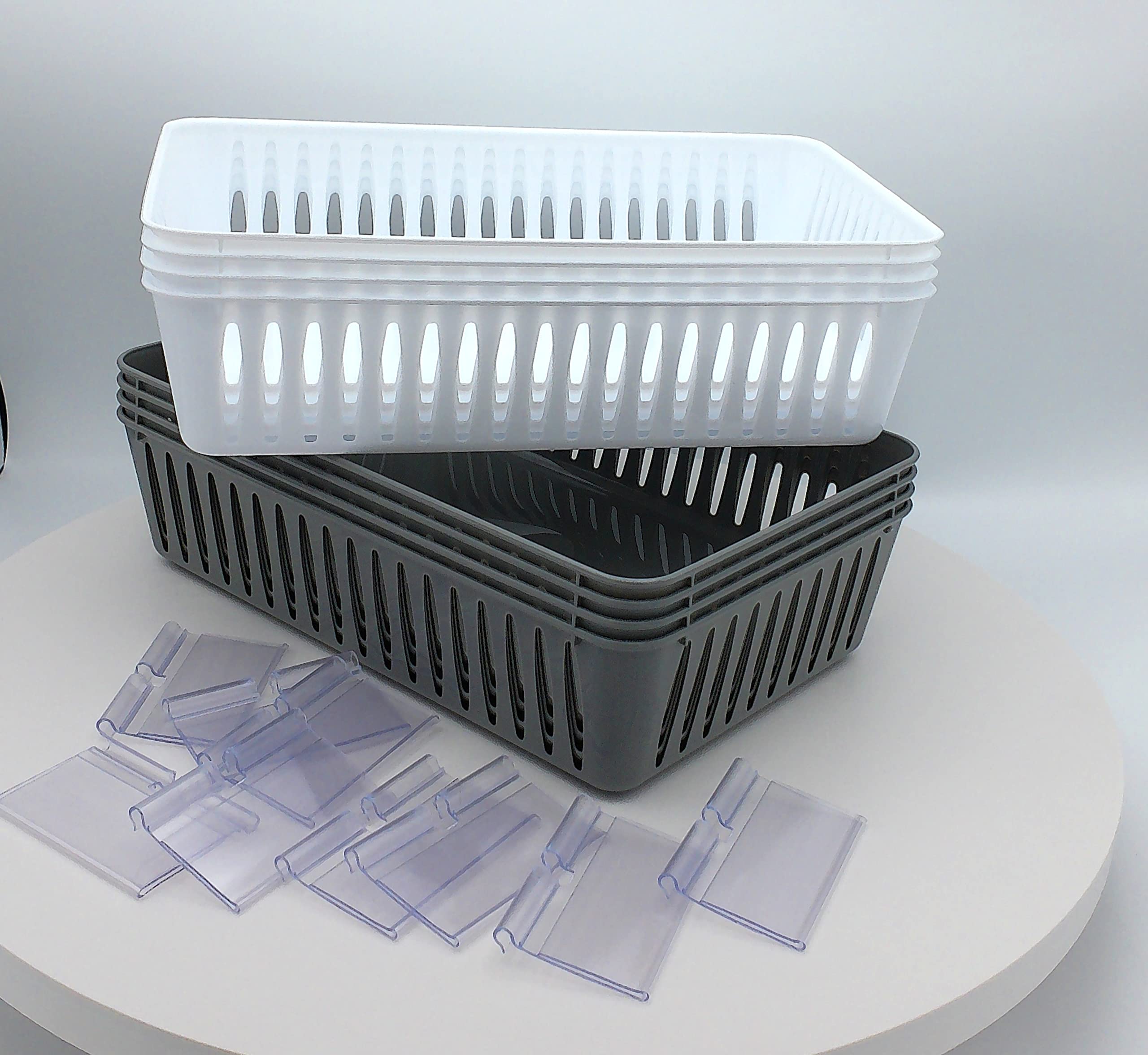 8-Pack Grey and White Storage Baskets (9.5