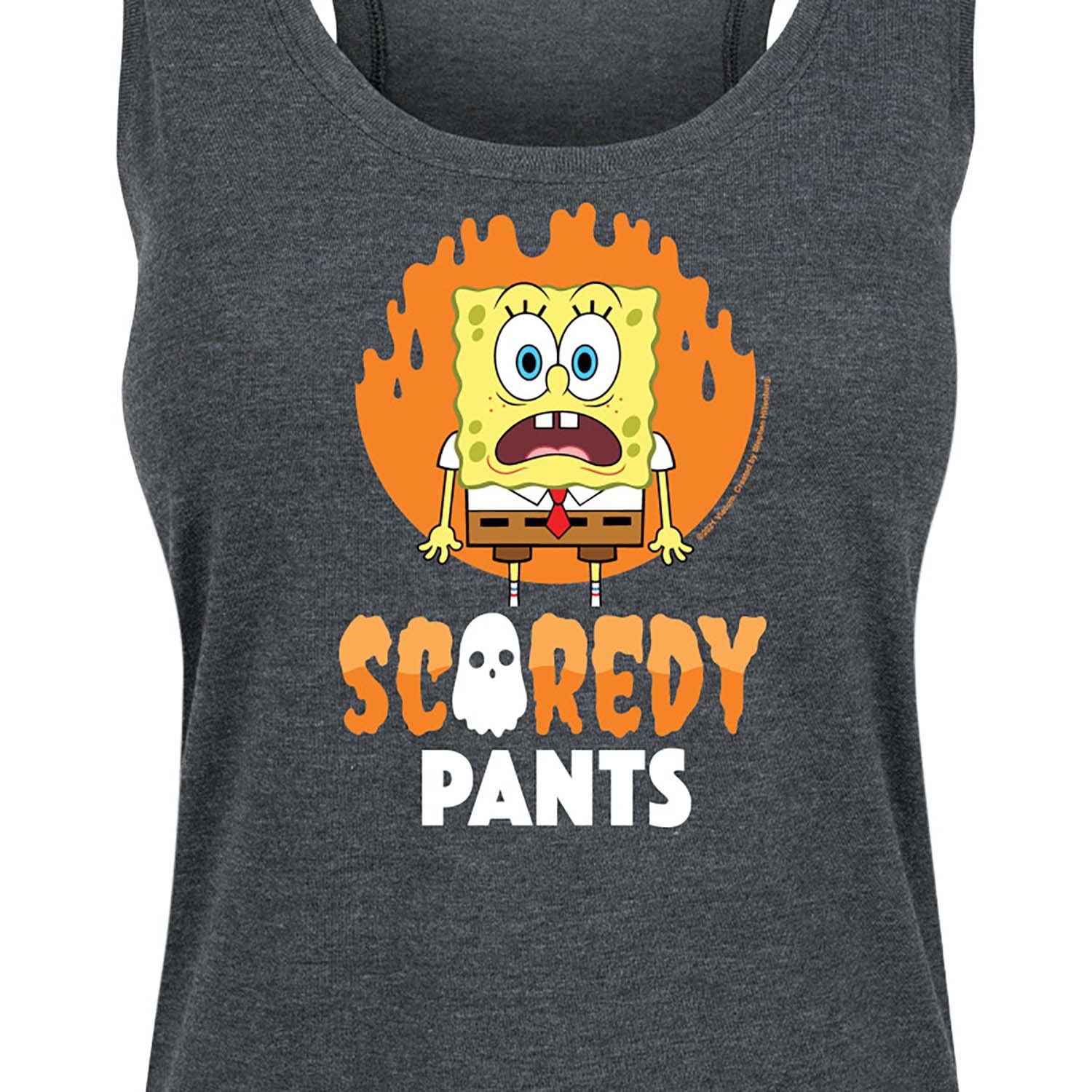 HYBRID APPAREL Women's Spongebob Scaredy Pants Racerback Tank Top - Spongebob Squarepants Graphic Tee - Casual Summer Wear, Beach Outfit & Cosplay Costume