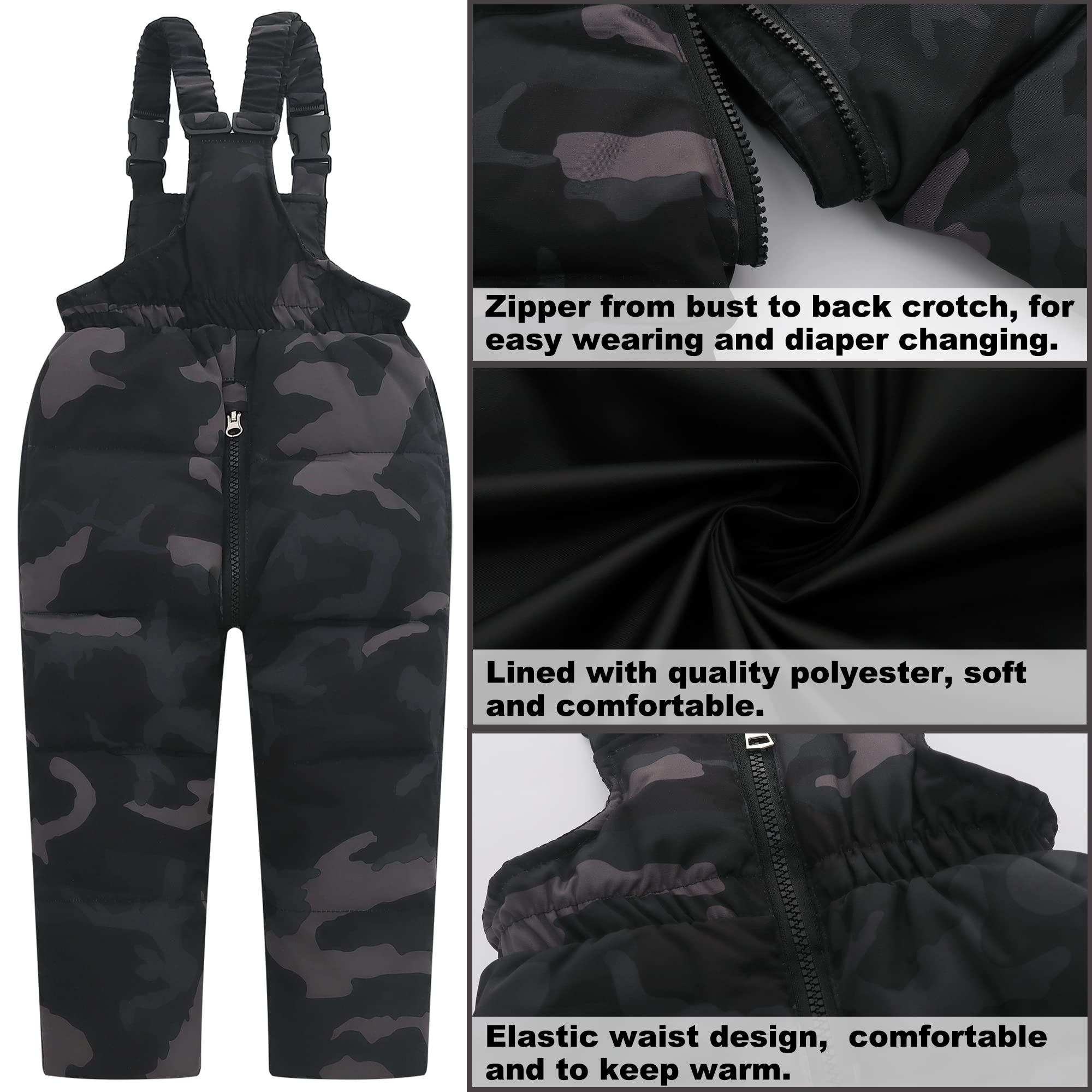 Kids 2-Piece Snowsuit for Toddlers - Winter Jacket & Bib Pants Set for Boys & Girls (4-6 Years, Black) - Perfect for Skiing, Snow Play & Cold Weather Outdoor Activities