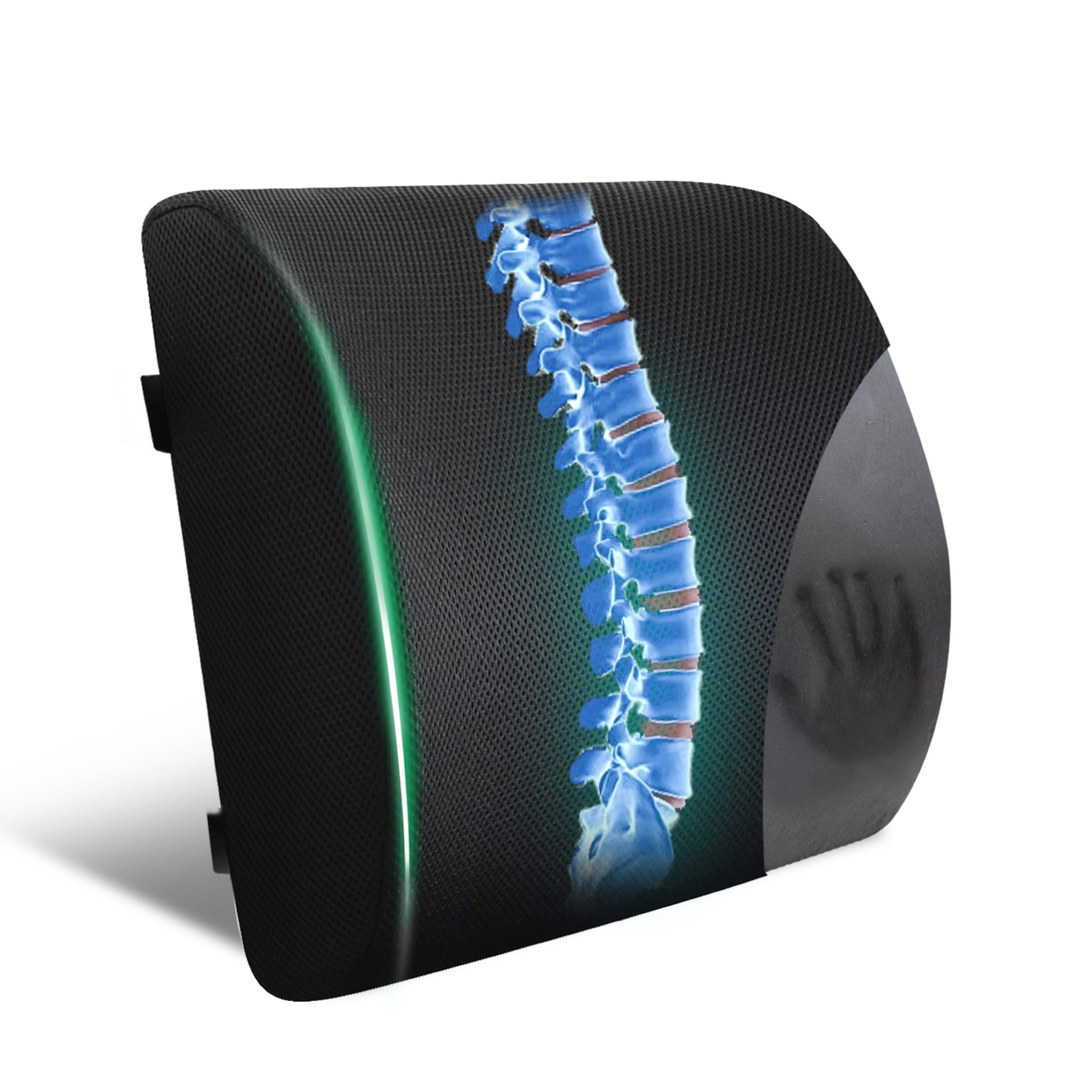 Memory Foam Lumbar Support Pillow for Office Chair & Car Seat - Adjustable Back Cushion for Back Pain Relief, Charcoal Grey | Perfect for Long Work Hours & Road Trips