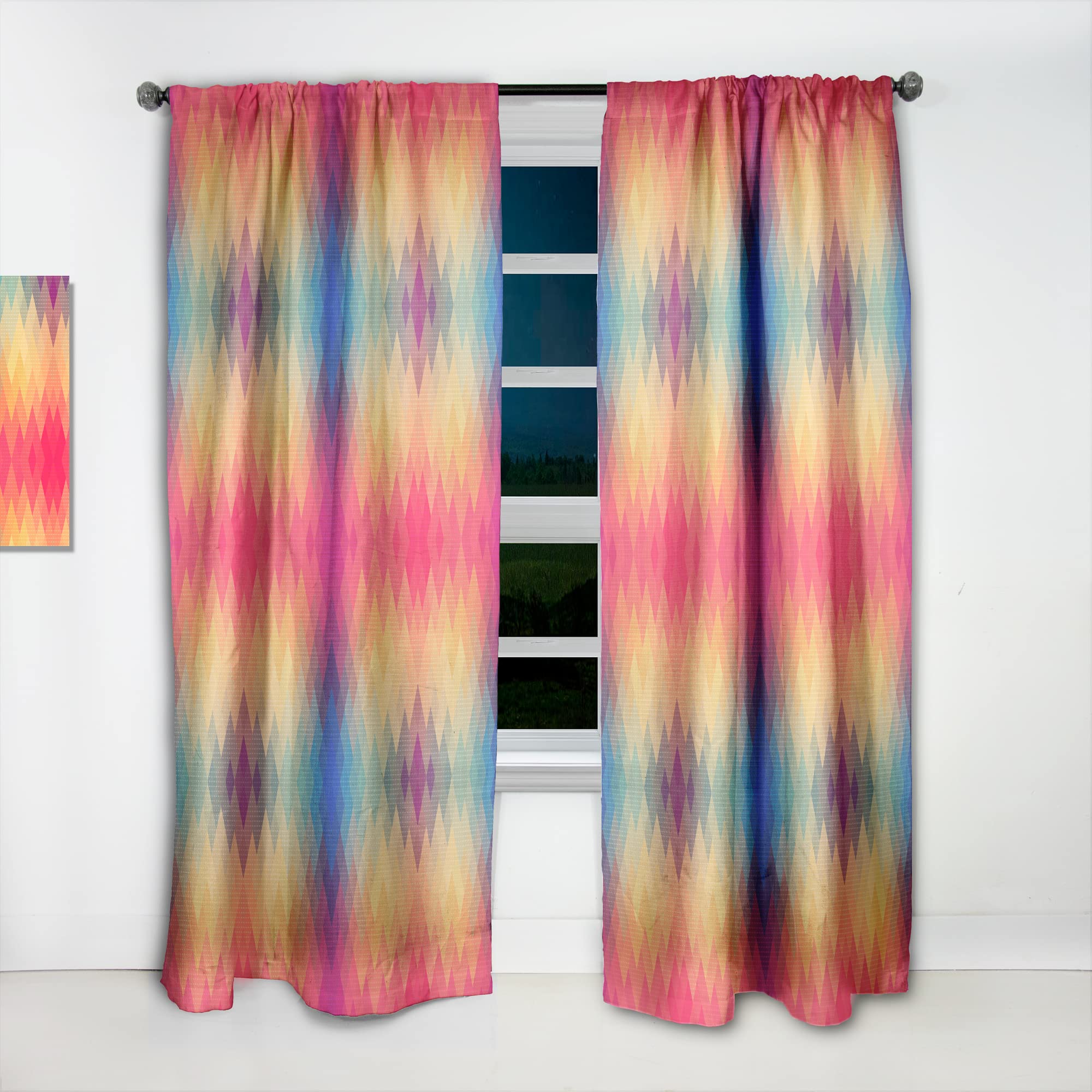 DesignQ Geometric Pattern Blackout Curtains - Thermal Insulated Single Panel 52x120 Inches for Bedroom & Living Room - Modern Home Decor for Temperature Control & Light Blocking