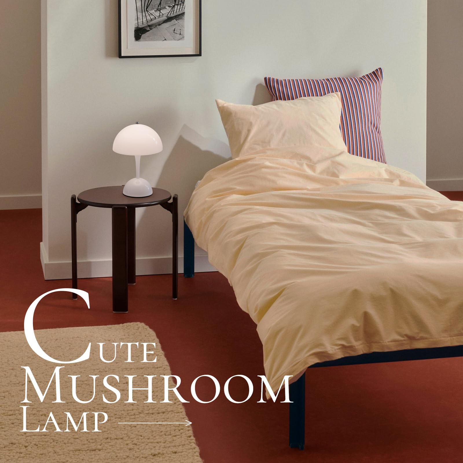 ONEWISH Cordless Table Lamps Set of 2 - Portable Touch Mushroom Lamp with Dimmer, Rechargeable Nightstand Lamp, Small LED Night Light for Kids, Perfect for Christmas, Birthday Gifts, Home, Bedroom, Nursery, and Office Decor