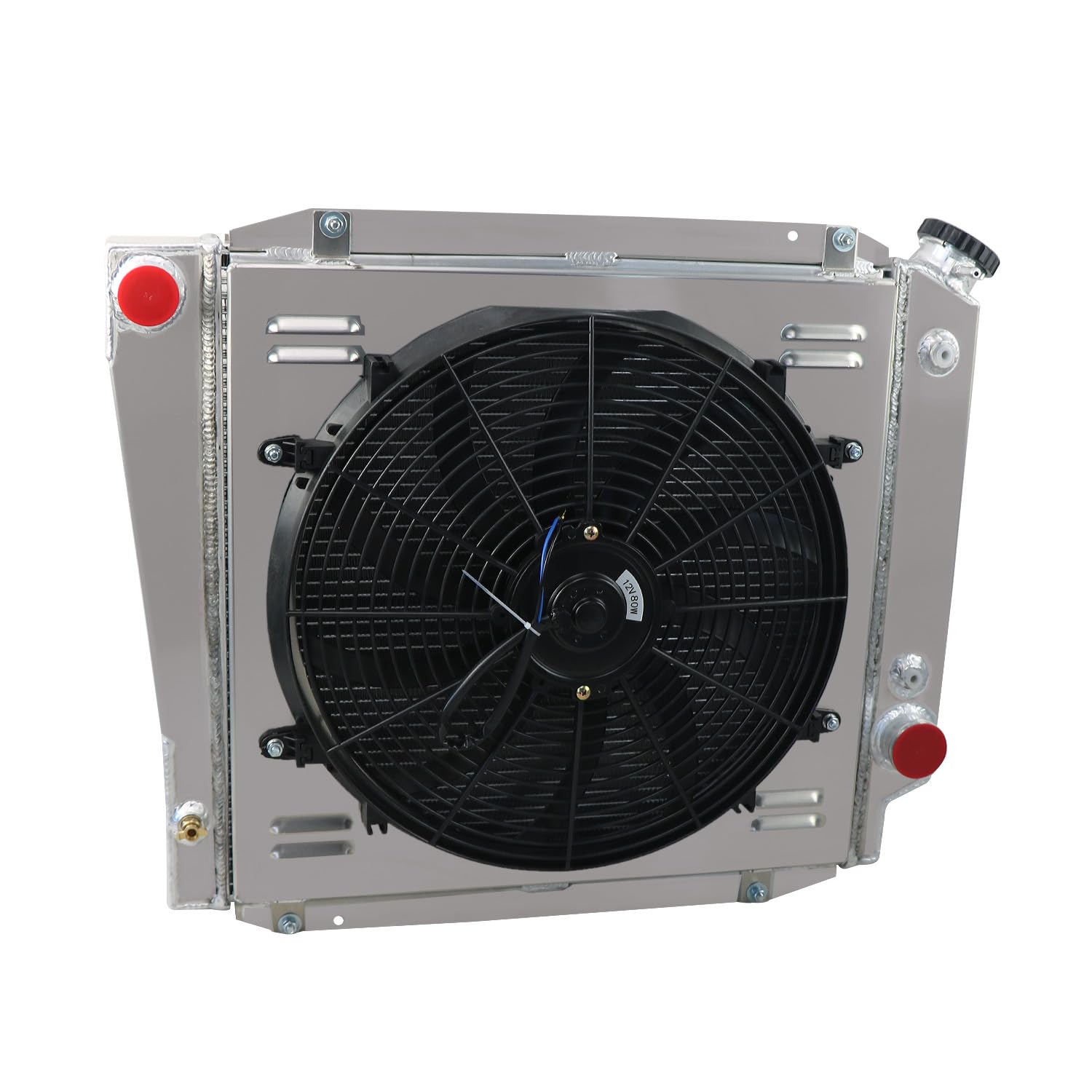 High-Performance 3-Row Aluminum Radiator for Dodge D100 D150 D200 W100 W200 V8 5.2L 5.9L (1971-1979) - Includes Cooling Fan Shroud & Thermostat Relay Kit - Perfect for Engine Cooling & Off-Road Adventures