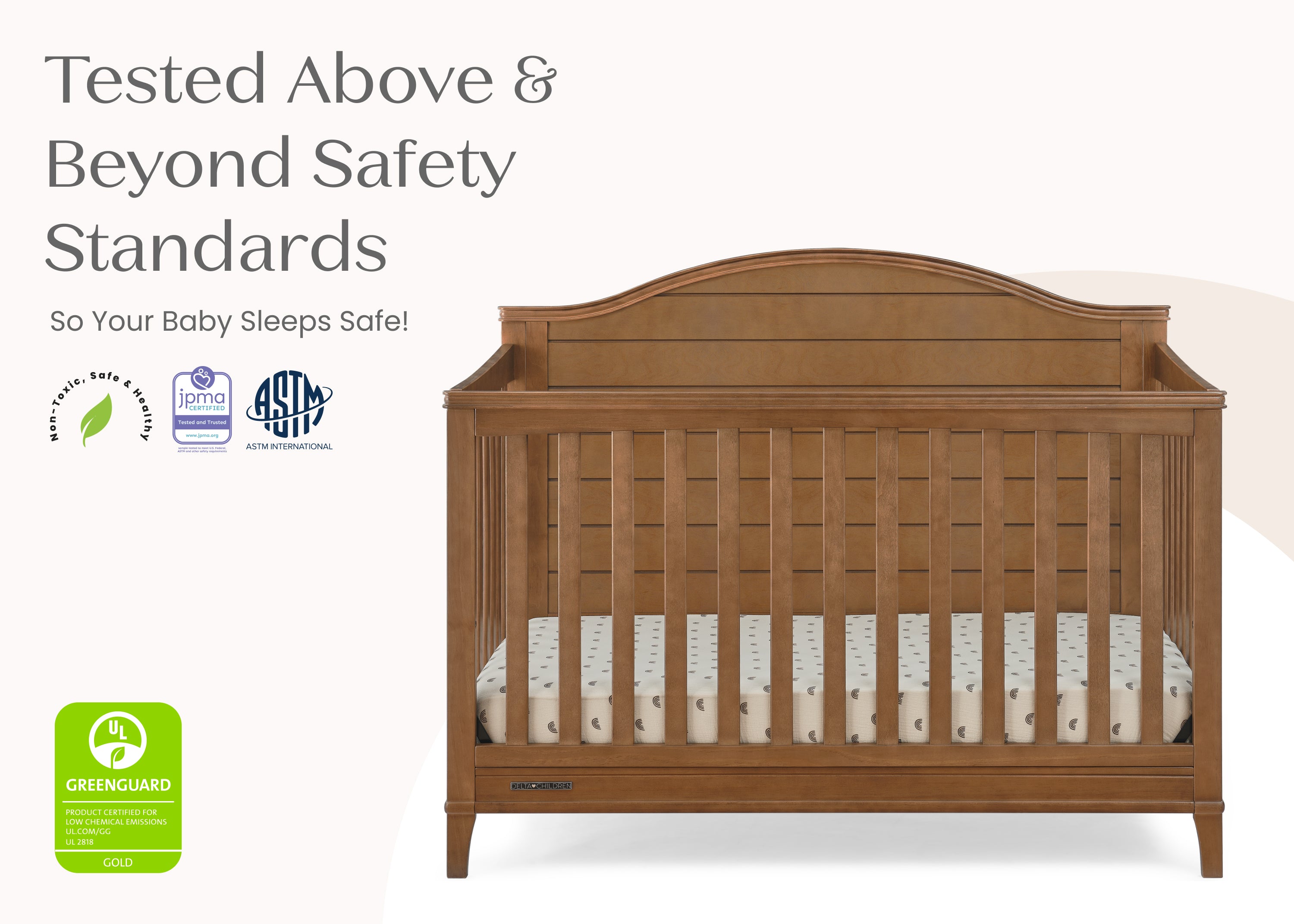 Phoebe 6-in-1 Convertible Baby Crib - Toddler Bed, Daybed & Full-Size Frame - Safe Nursery Furniture for Newborn to Adult - Perfect for Modern Nursery, Bedroom & Guest Room