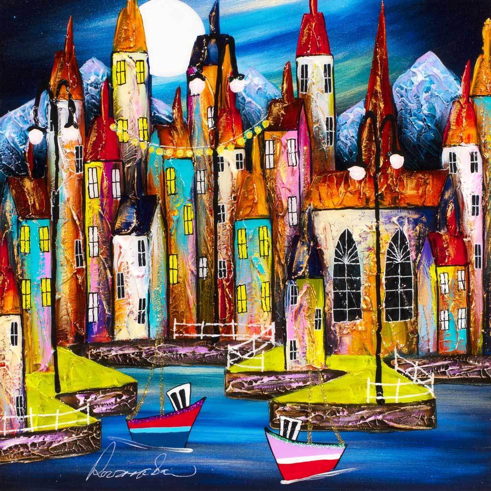 Original 'A Quiet Night' Painting - Handmade Artwork for Home & Office Decor - Perfect for Living Room, Bedroom, or Gift