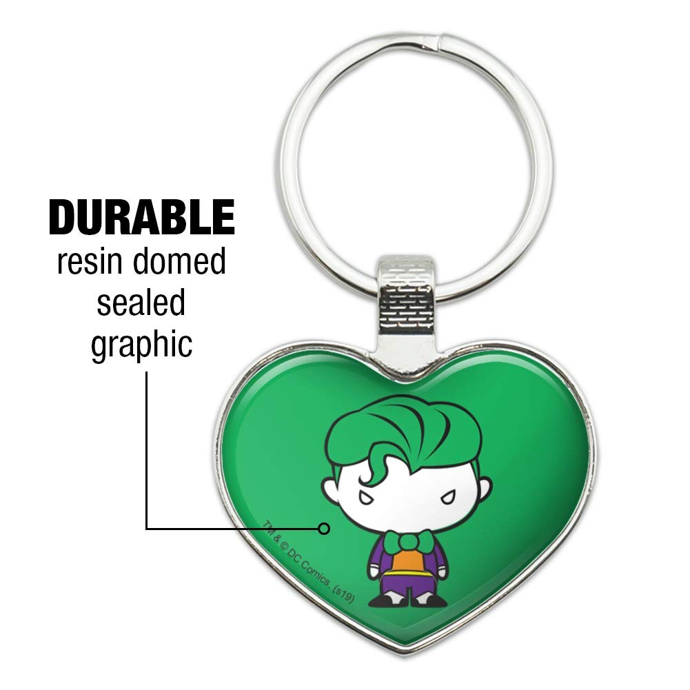 Batman Joker Cute Chibi Character Keychain - Heart Love Metal Key Ring for Backpacks, Gifts & Cosplay Accessories