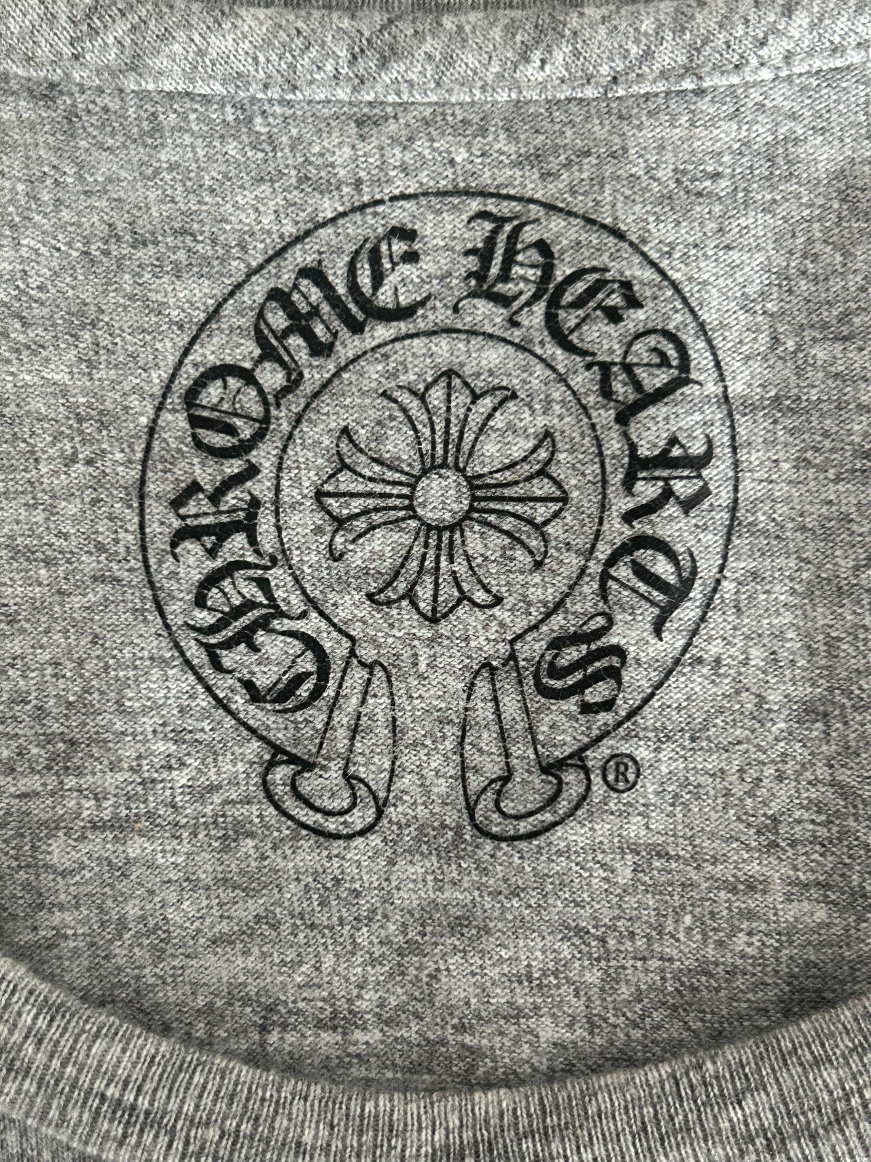 Chrome Hearts Grey & Black Leather Triple Cross T-Shirt for Men - Gothic Streetwear Fashion for Casual Outfits & Night Out