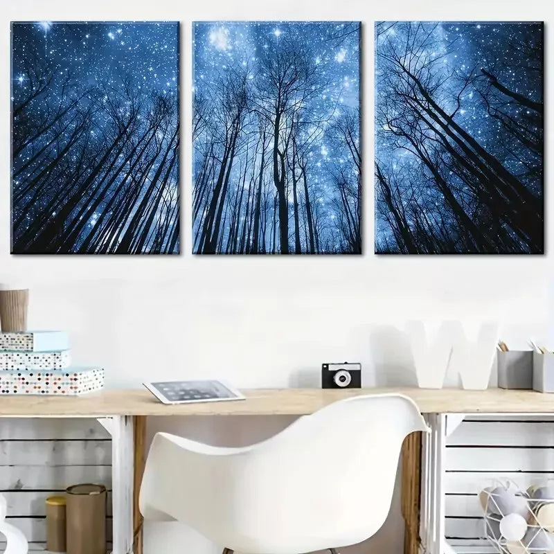 3-Piece Dream Forest Starry Sky Wall Art Set - Framed Canvas 40x60cm - High Quality Australian Made Prints - Ready to Hang for Living Room, Bedroom & Office Decor