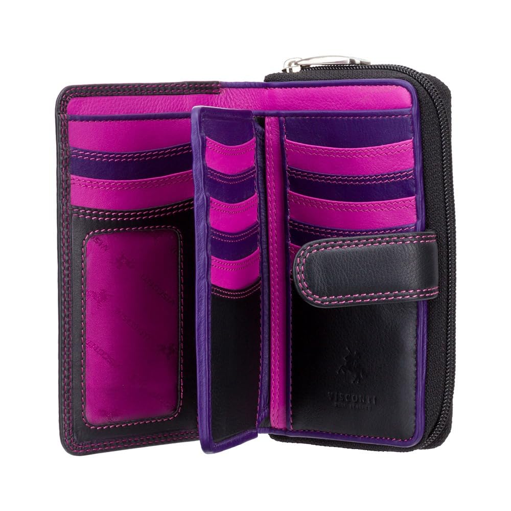 VISCONTI Women's Soft Leather Berry Multi Wallet - RFID Blocking Card Holder with 16 Slots, 2 ID Windows & 6 Pockets - Perfect Gift for Women in Elegant Rio Gift Box (Ideal for Work, Travel & Everyday Use)