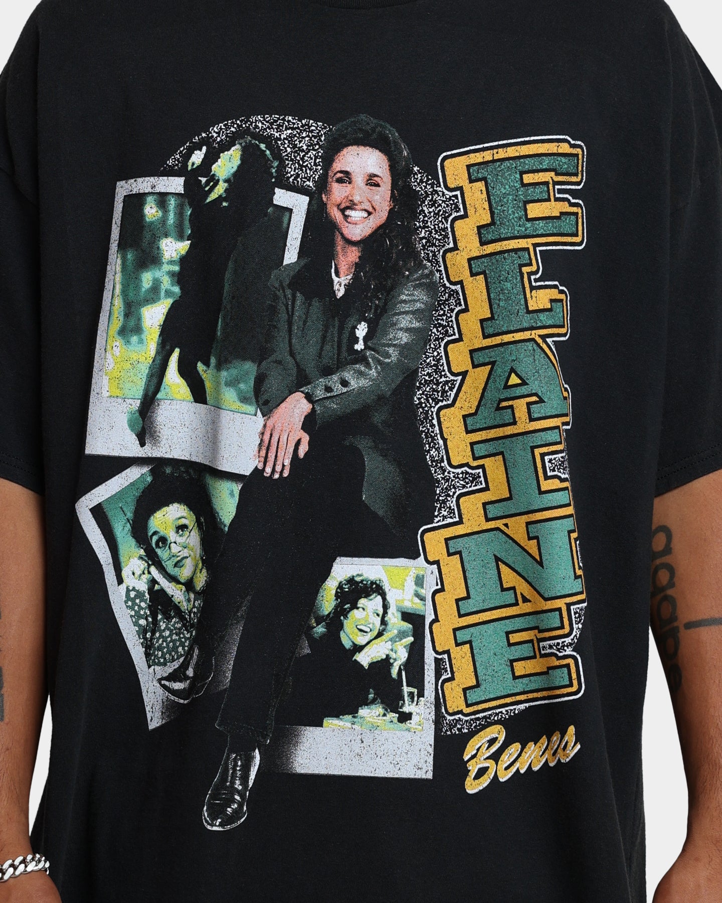 Vintage Seinfeld Elaine T-Shirt - Washed Black Retro TV Show Tee - Perfect for Casual Wear, Cosplay & 90s Nostalgia Fans
